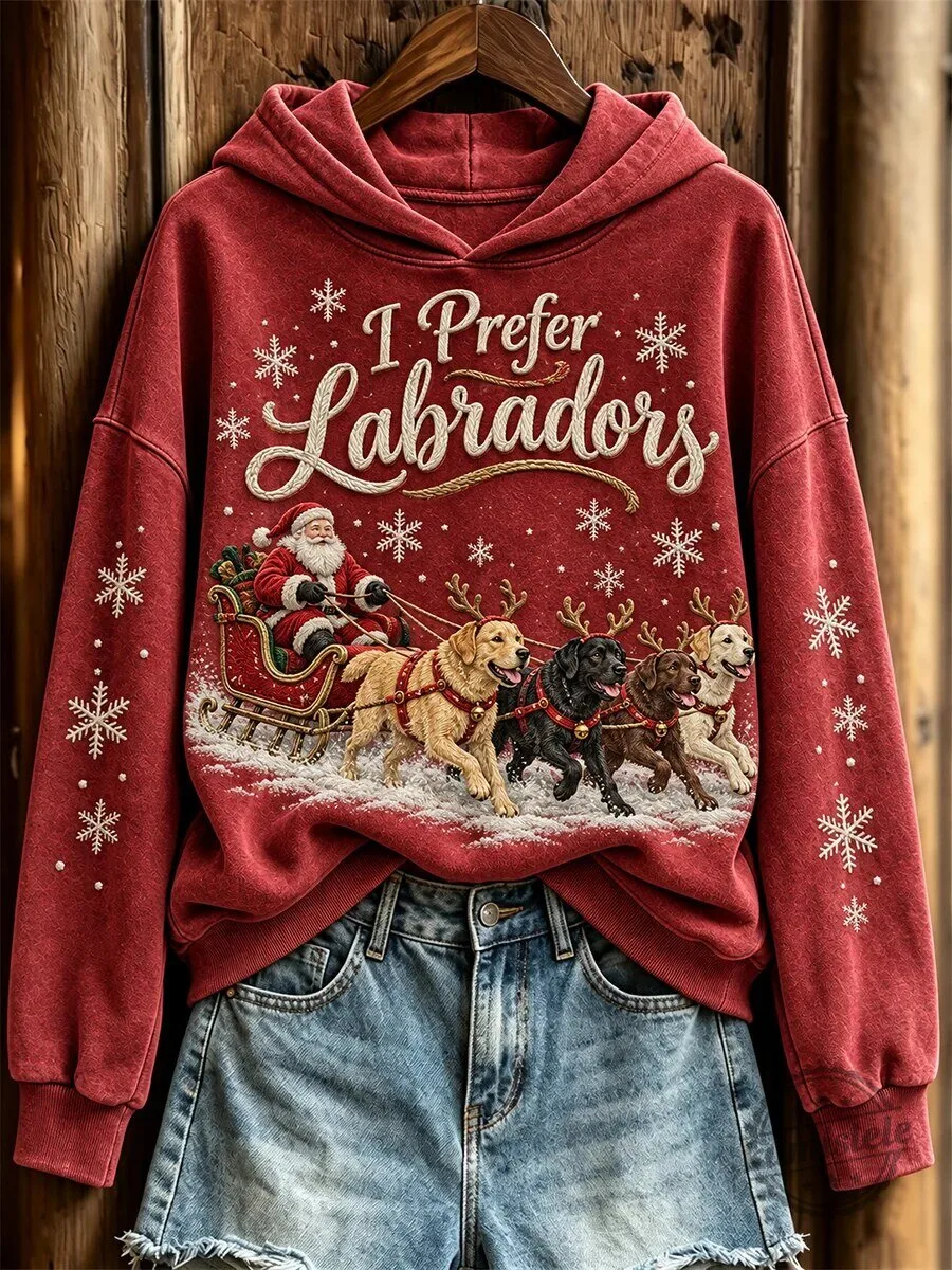Christmas I Prefer Labradors Santa Sleigh Dogs Hoodie