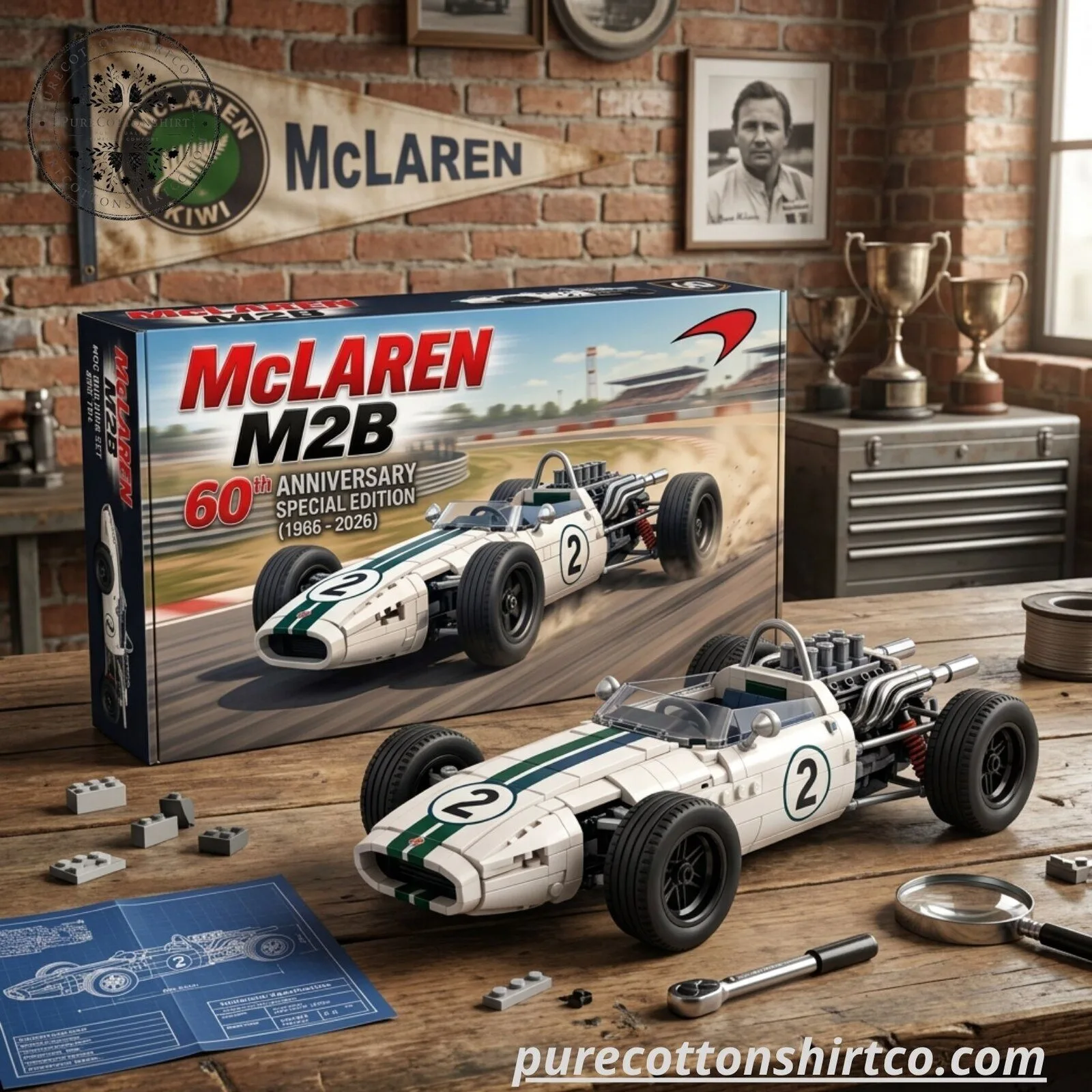"Collectible Decanters & McLaren M2B: Celebrate Milestones with Iconic Models" 2 McLaren M2B Building Block Set 2026 – 60th Anniversary 1966-2026 F1 Race Car Model