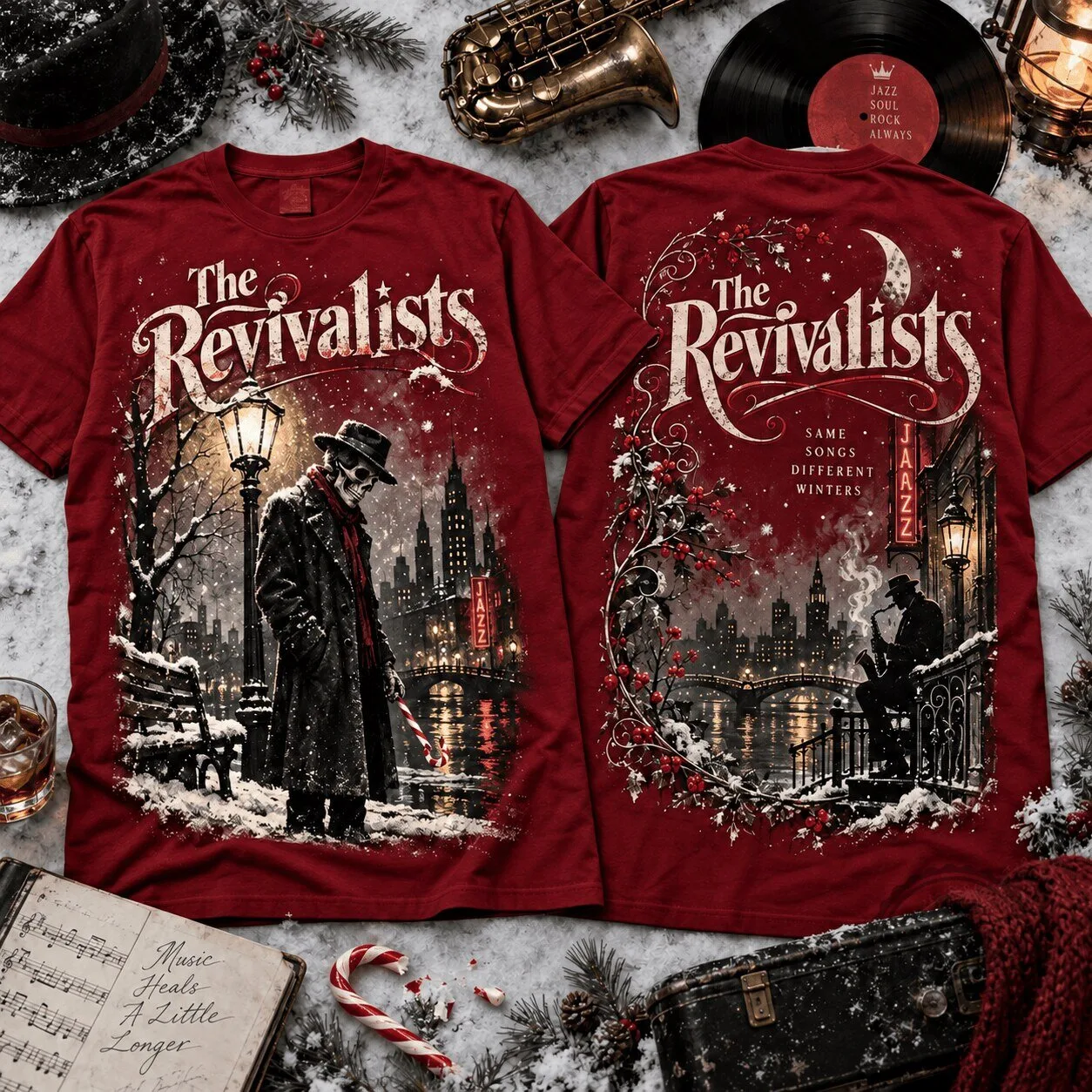 The Revivalists Dark Winter Jazz Christmas Music Fan T-Shirt