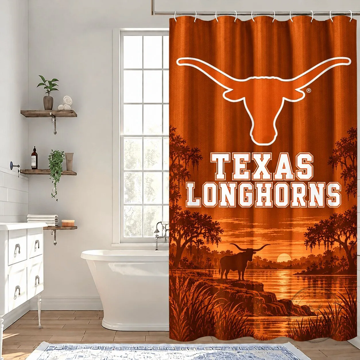 Texas Longhorns Sunset Landscape NCAA College Football Shower Curtain 1 Texas Longhorns Sunset Landscape NCAA College Football Shower Curtain