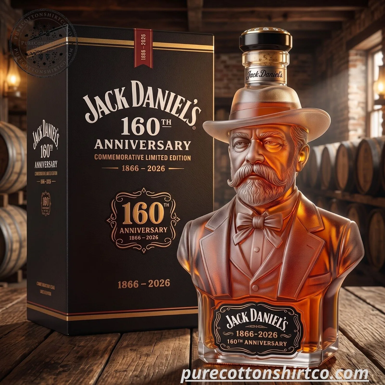 Jack Daniel's Decanter 2026 – 160th Anniversary 1866-2026 Bust Glass Decanter (No Box) 6 Jack Daniel
