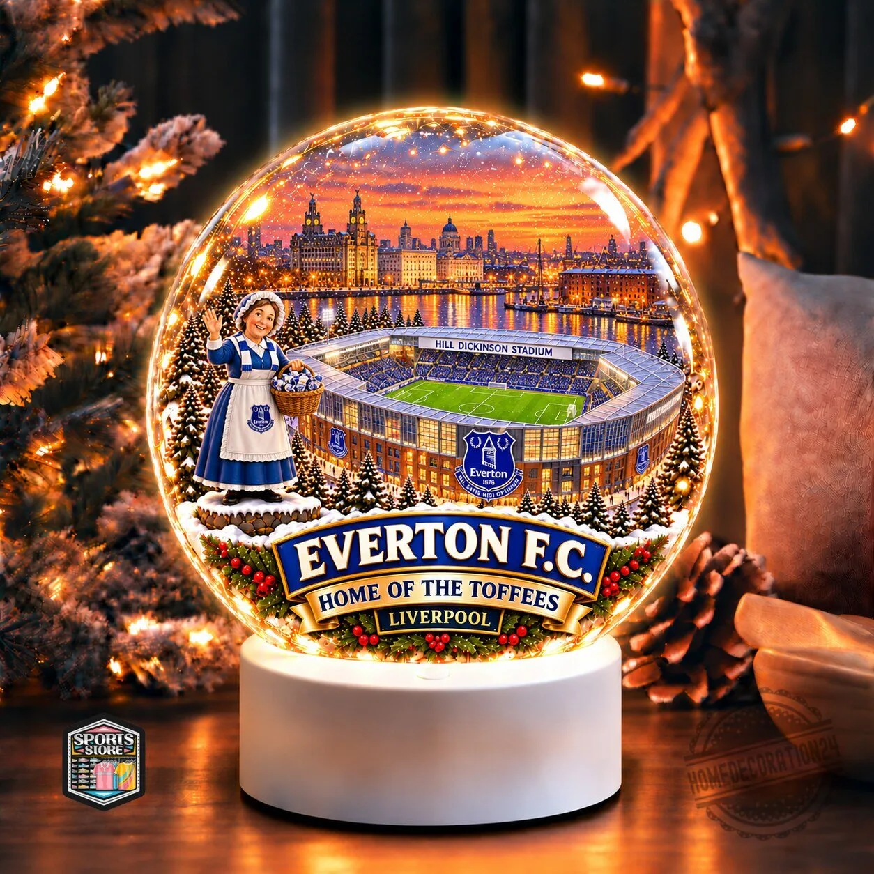 Everton Football Club Home of the Toffees Liverpool Snow Globe Christmas Ornament