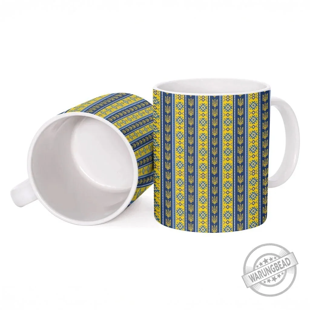 Ukrainian Trident Pattern Ceramic Coffee Mug 7 Ukrainian Trident Pattern Ceramic Coffee Mug