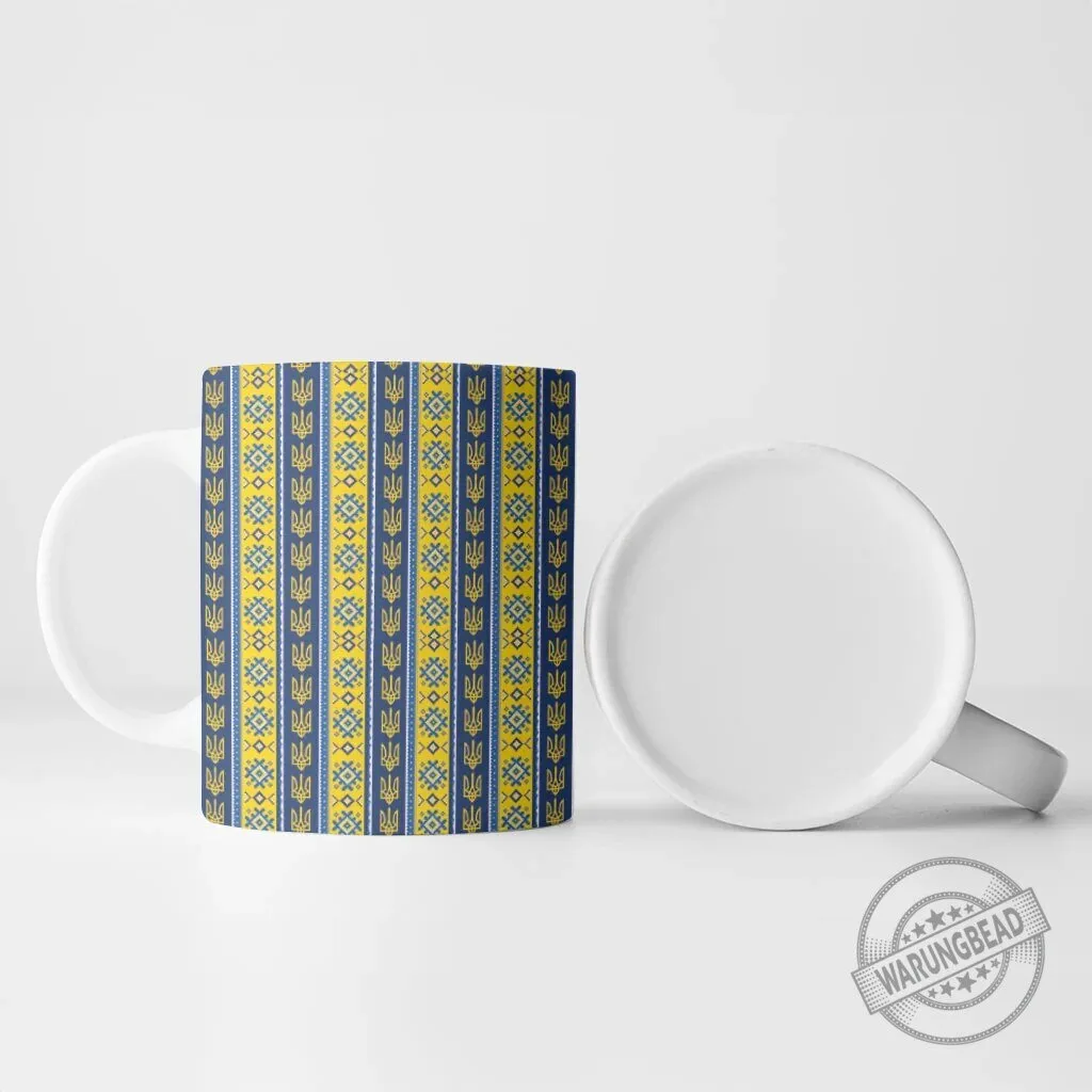 Ukrainian Trident Pattern Ceramic Coffee Mug 8 Ukrainian Trident Pattern Ceramic Coffee Mug