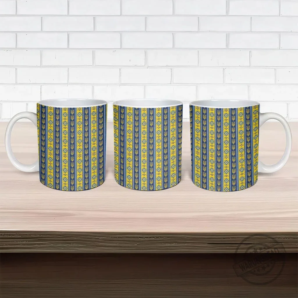 Ukrainian Trident Pattern Ceramic Coffee Mug 9 Ukrainian Trident Pattern Ceramic Coffee Mug