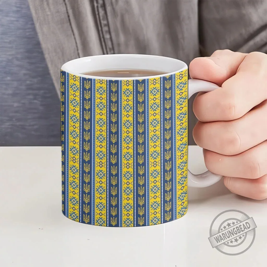 Ukrainian Trident Pattern Ceramic Coffee Mug 10 Ukrainian Trident Pattern Ceramic Coffee Mug