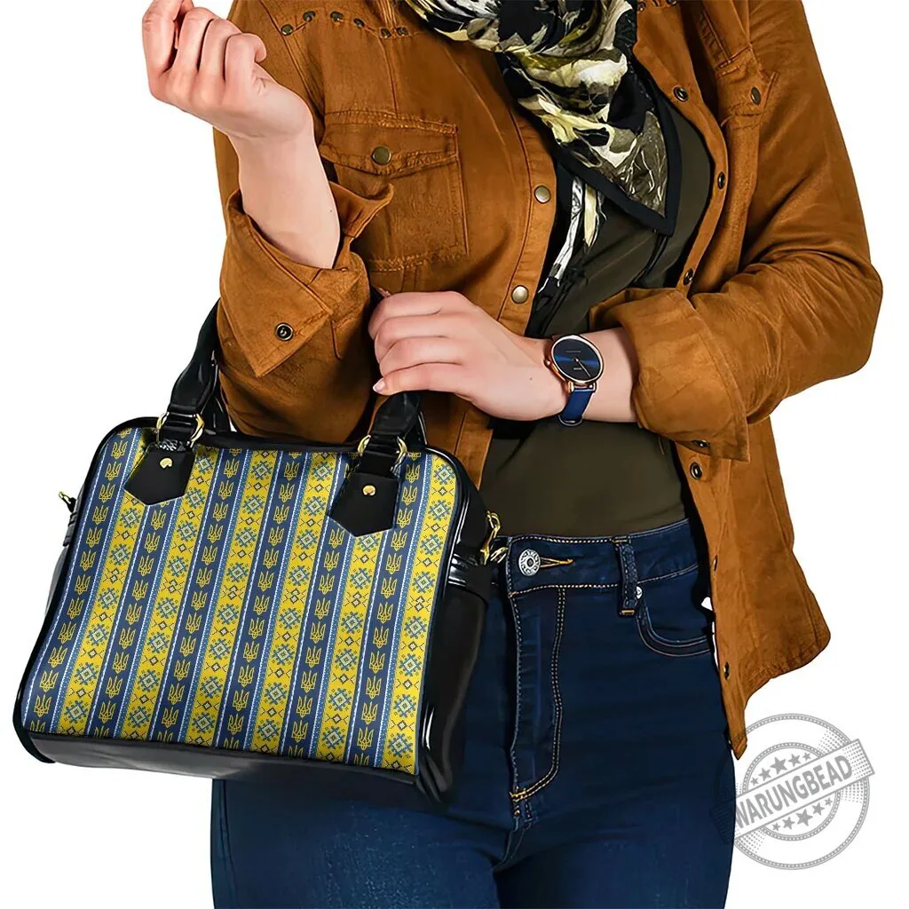 Ukrainian Trident Pattern Shoulder Handbag, Blue and Yellow Ukraine Flag Bag 13 Ukrainian Trident Pattern Shoulder Handbag, Blue and Yellow Ukraine Flag Bag
