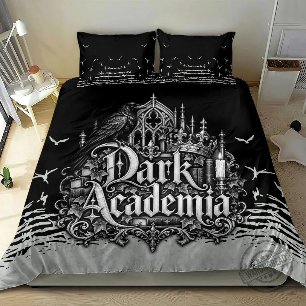 Dark Academia Raven Gothic Literature Vintage Bookish Aesthetic Bedding Set 10 Dark Academia Raven Gothic Literature Vintage Bookish Aesthetic Bedding Set