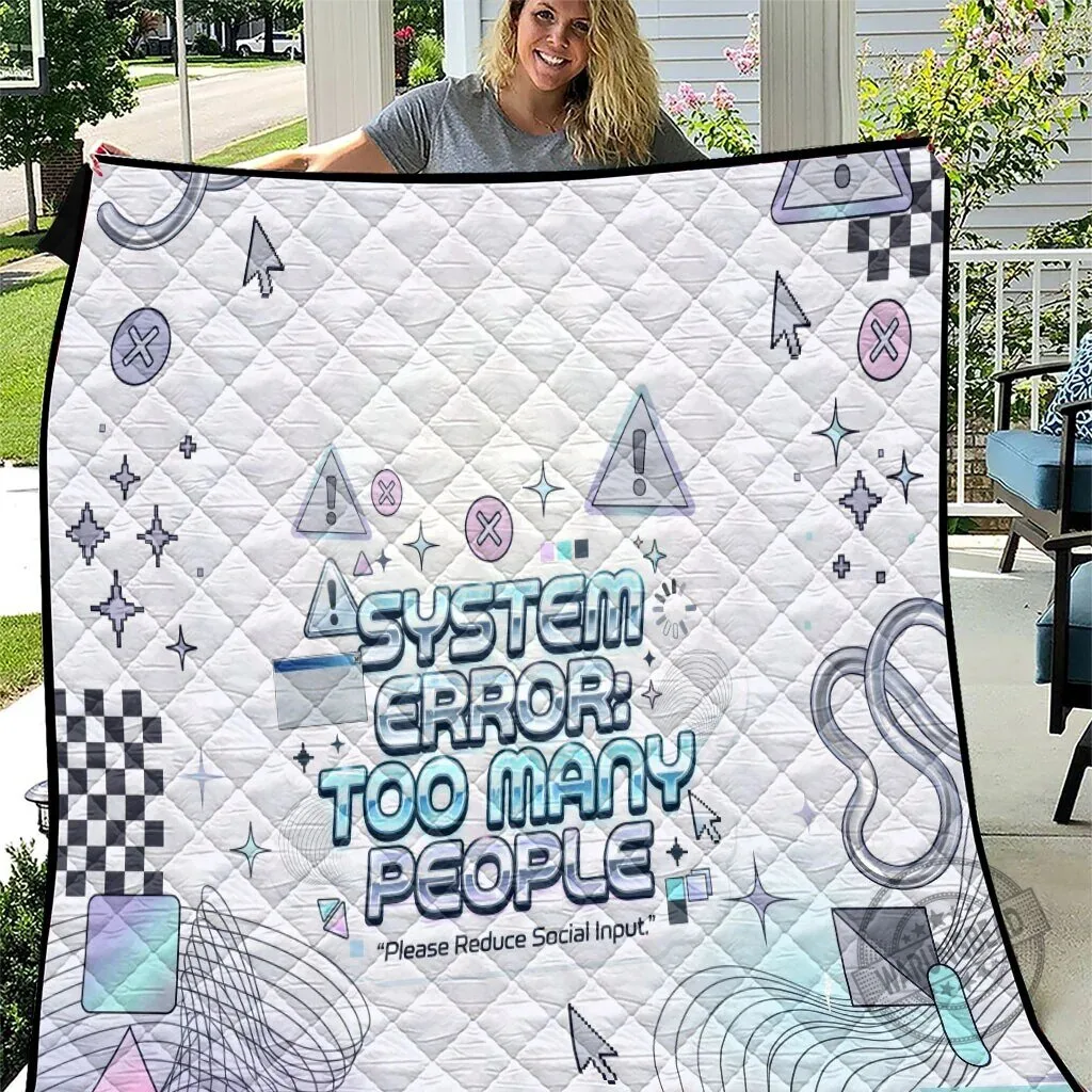 Ukrainian Trident Pattern Ceramic Coffee Mug 7 System Error Too Many People Please Reduce Social Input Funny Quote Quilted Blanket
