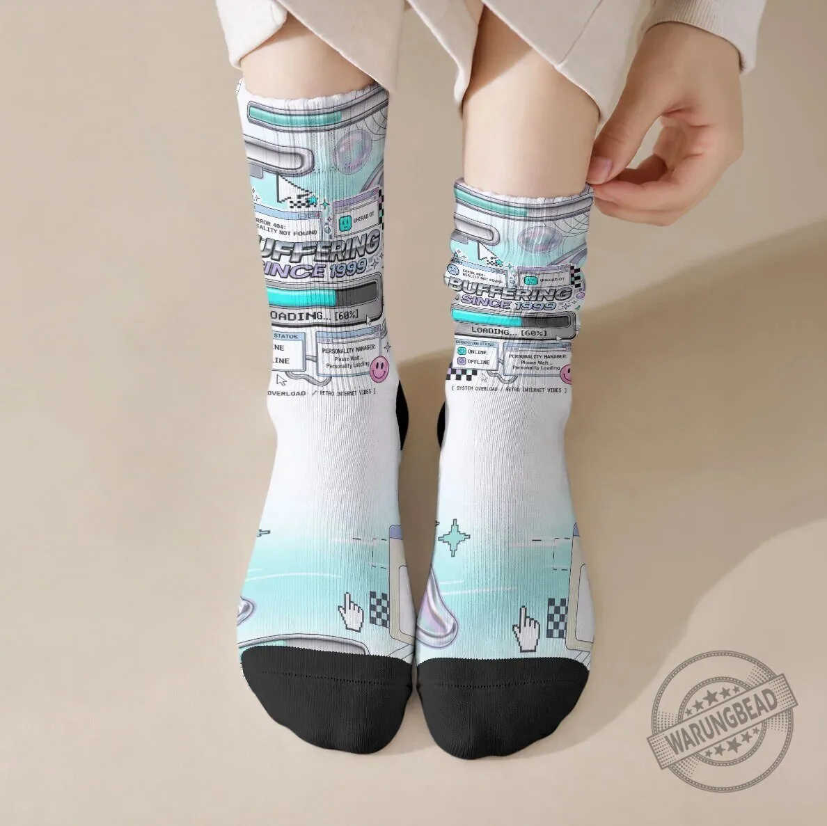Ukrainian Trident Pattern Ceramic Coffee Mug 8 Buffering Since 1999 Retro Internet Vibes Y2K Aesthetic Crew Socks