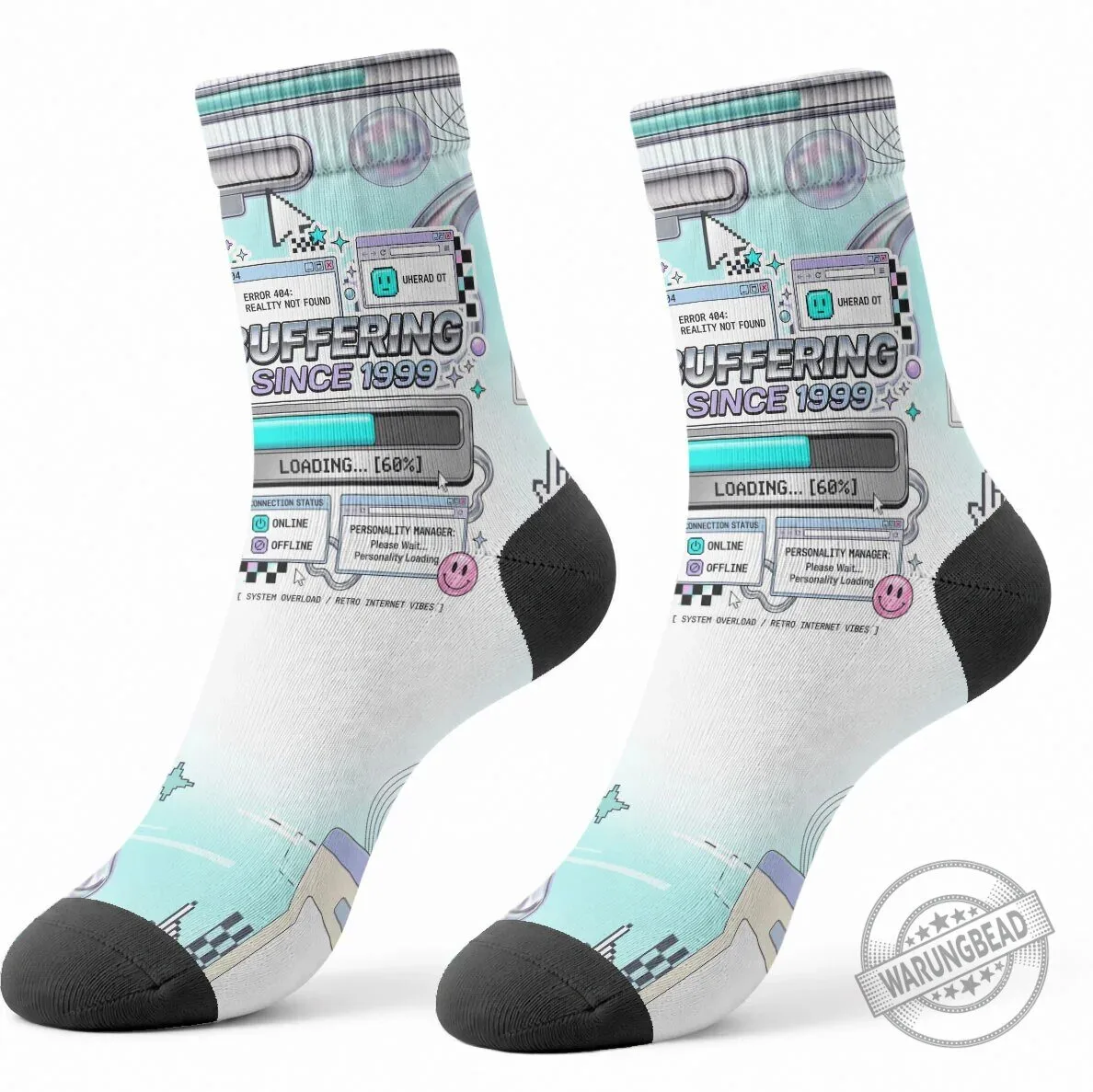 Buffering Since 1999 Retro Internet Vibes Y2K Aesthetic Crew Socks 6 Buffering Since 1999 Retro Internet Vibes Y2K Aesthetic Crew Socks