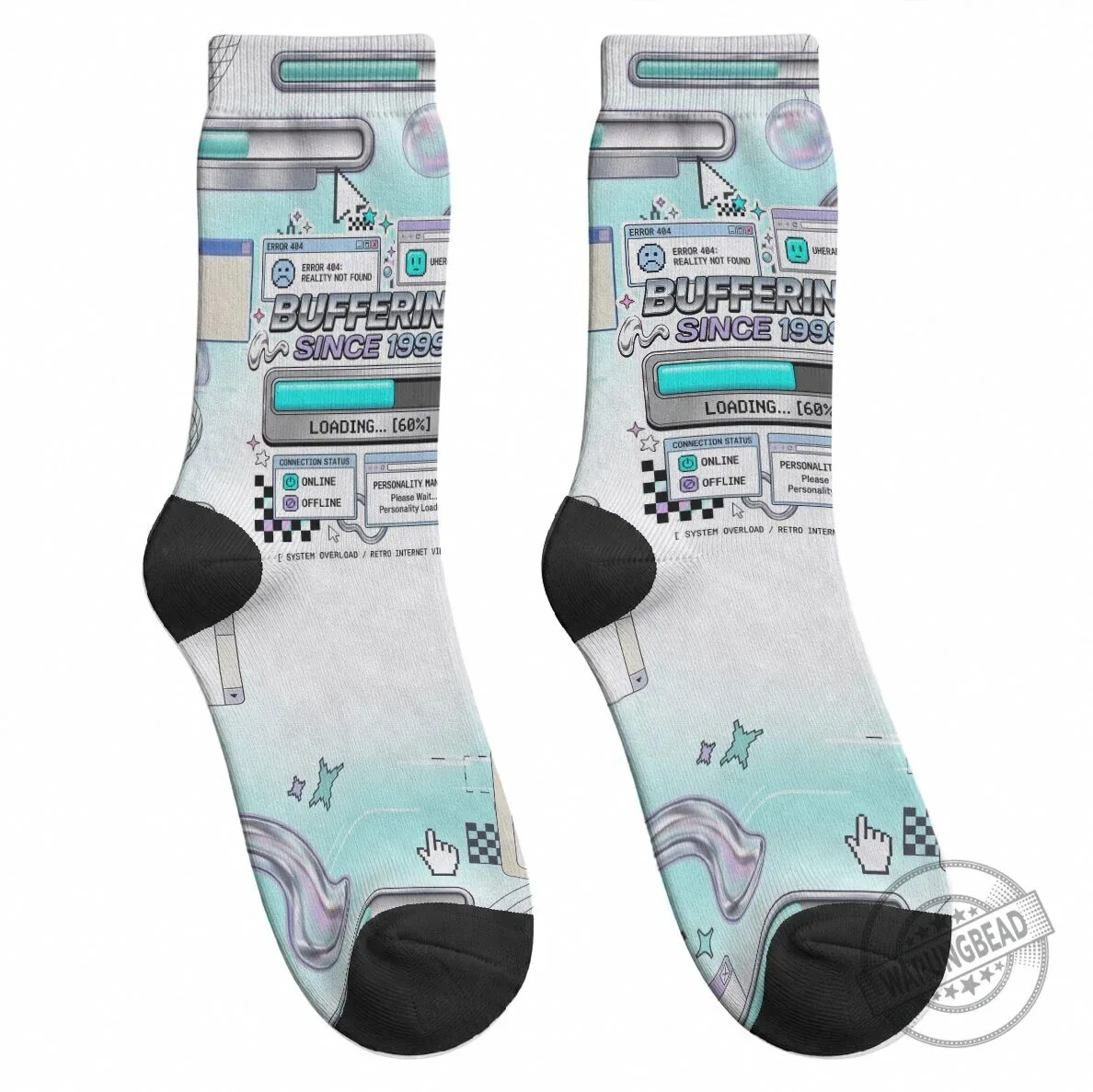 Buffering Since 1999 Retro Internet Vibes Y2K Aesthetic Crew Socks 7 Buffering Since 1999 Retro Internet Vibes Y2K Aesthetic Crew Socks