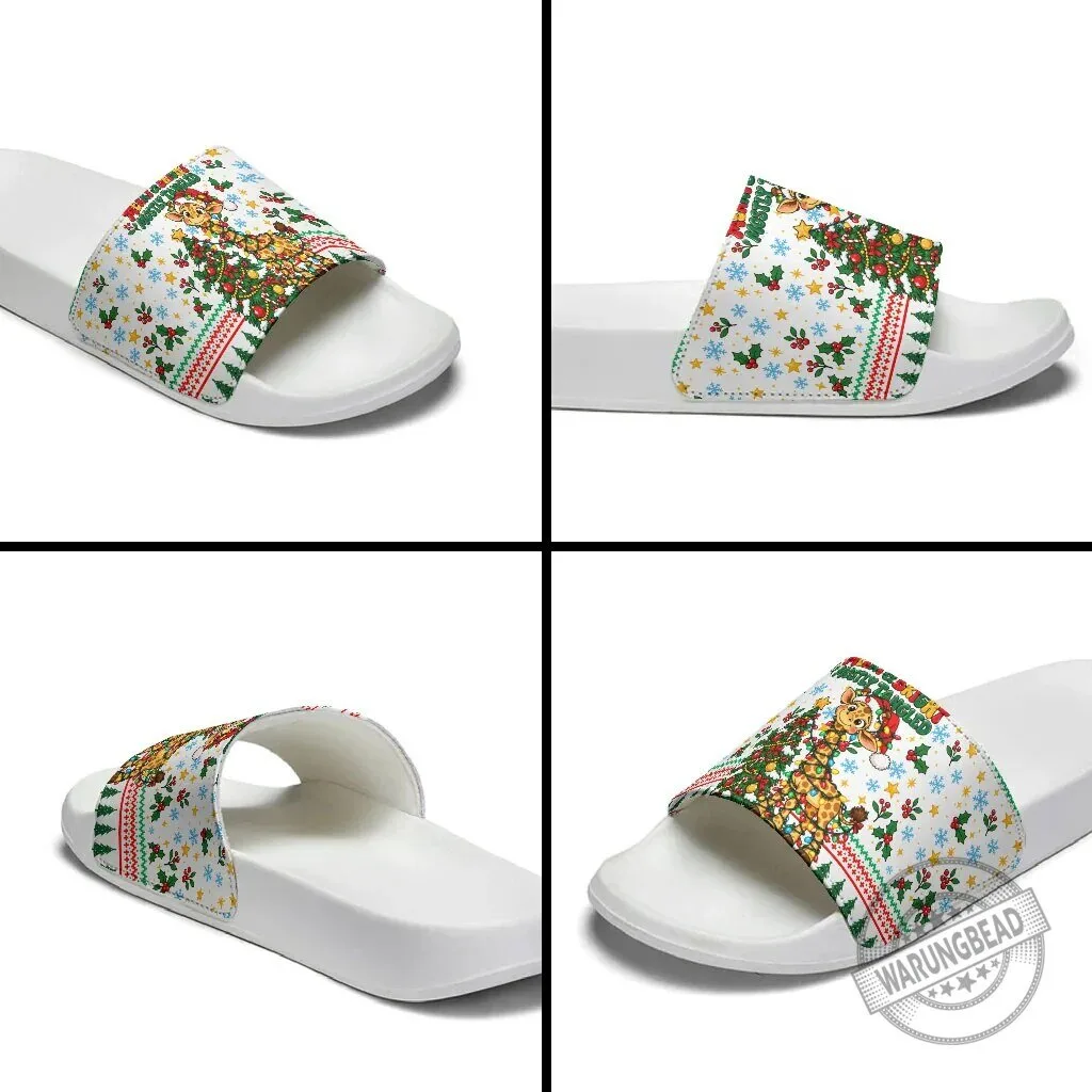Cute Christmas Giraffe Lights Mostly Tangled Holiday Slide Sandals 11 Cute Christmas Giraffe Lights Mostly Tangled Holiday Slide Sandals
