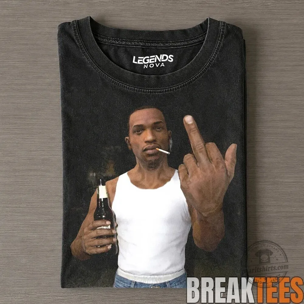 Middle Finger T-Shirt featuring Carl Johnson from Grand Theft Auto San Andreas