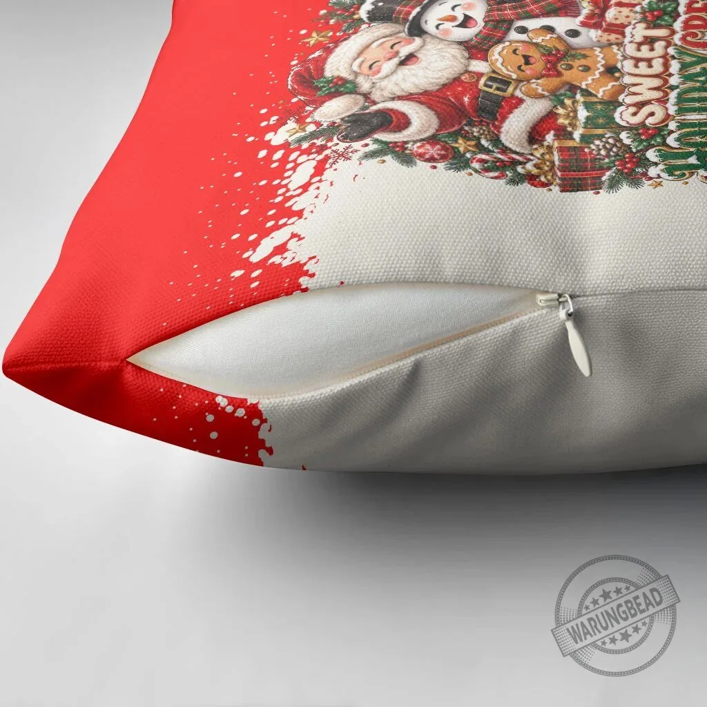 Sweet Holiday Crew Santa Snowman Gingerbread Merry Christmas Pillow Cover 9 Sweet Holiday Crew Santa Snowman Gingerbread Merry Christmas Pillow Cover