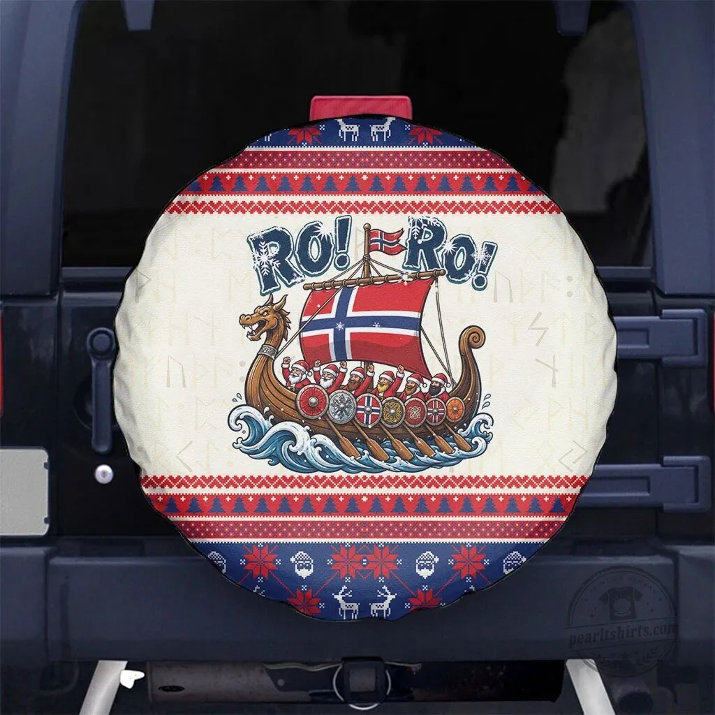 Norway Viking Ship Christmas Fair Isle Pattern Spare Tire Cover