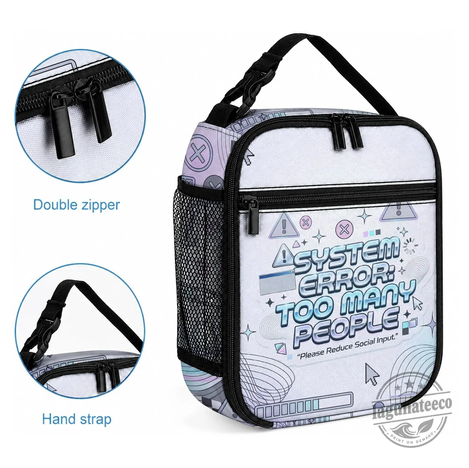 System Error Too Many People Funny Computer Interface Insulated Lunch Bag 4 System Error Too Many People Funny Computer Interface Insulated Lunch Bag