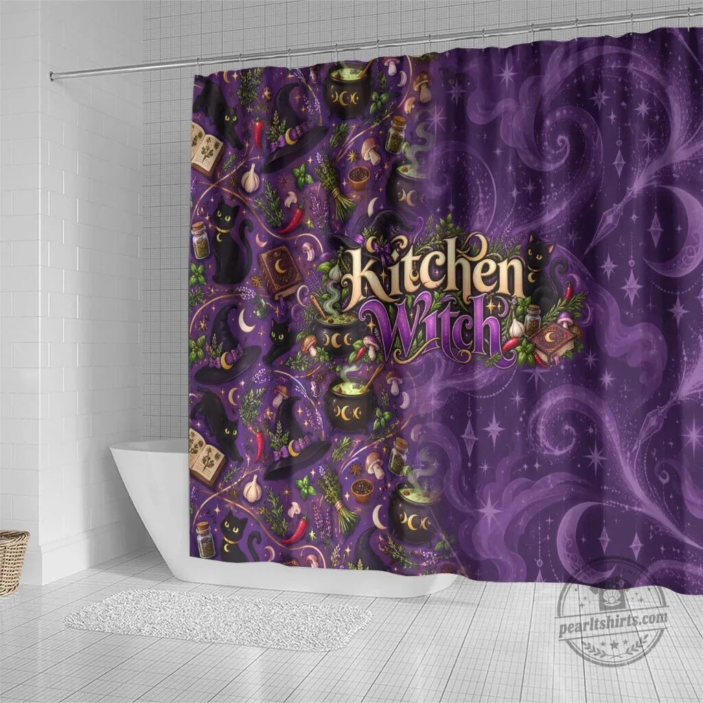 Kitchen Witch Mystical Magic Herb Cauldron Black Cat Shower Curtain 7 Kitchen Witch Mystical Magic Herb Cauldron Black Cat Shower Curtain