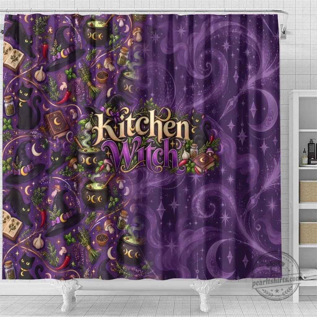 Kitchen Witch Mystical Magic Herb Cauldron Black Cat Shower Curtain 9 Kitchen Witch Mystical Magic Herb Cauldron Black Cat Shower Curtain