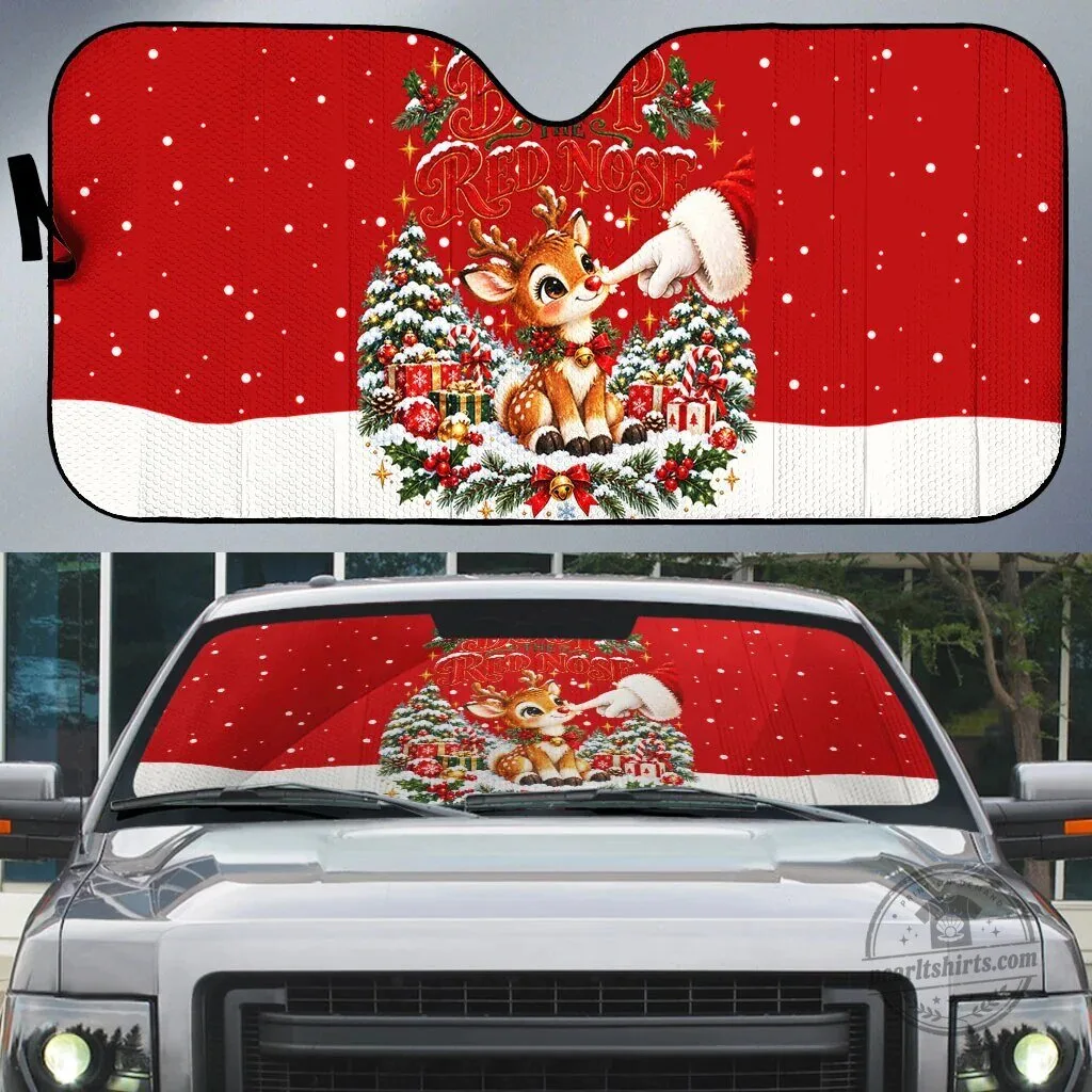 Cute Reindeer Boop Christmas Auto Sun Shade The Red Nose Festive Vintage Winter Snow