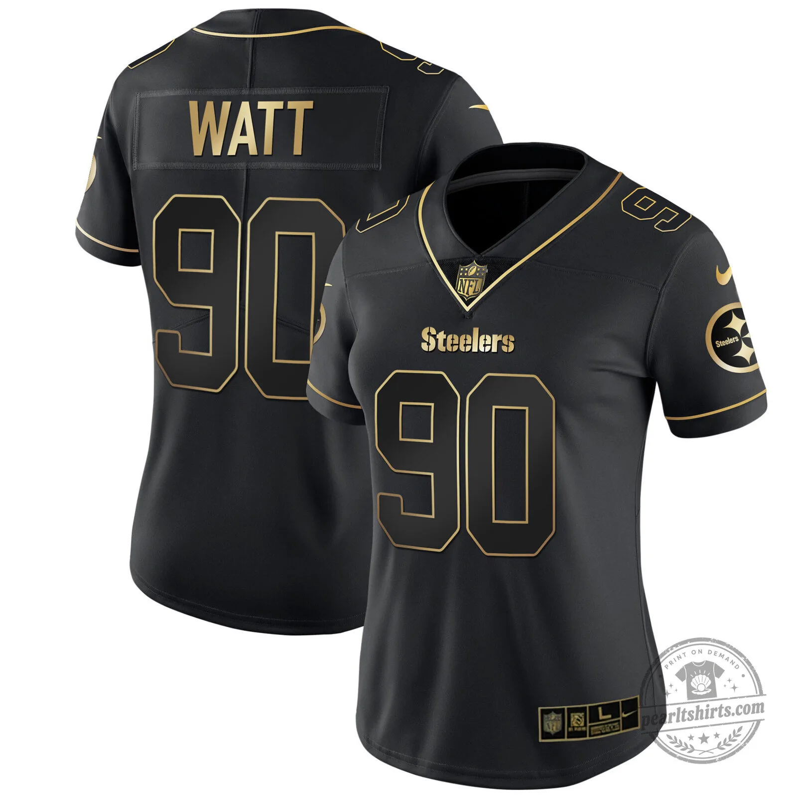T. J. Watt Pittsburgh Steelers Women's Black Gold American Football Jersey
