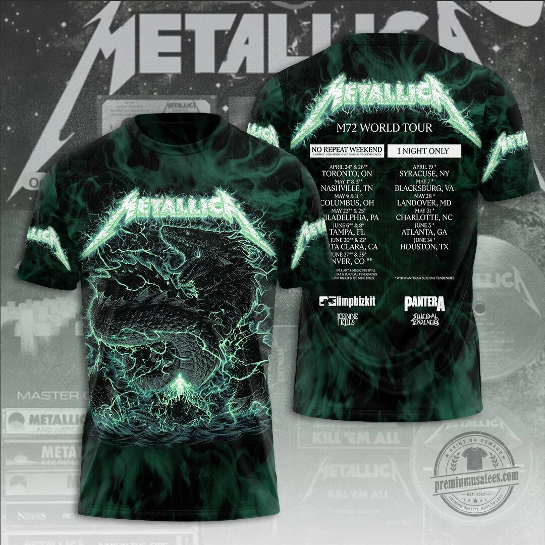 Metallica M72 World Tour Dragon Graphic Short Sleeve T-Shirt