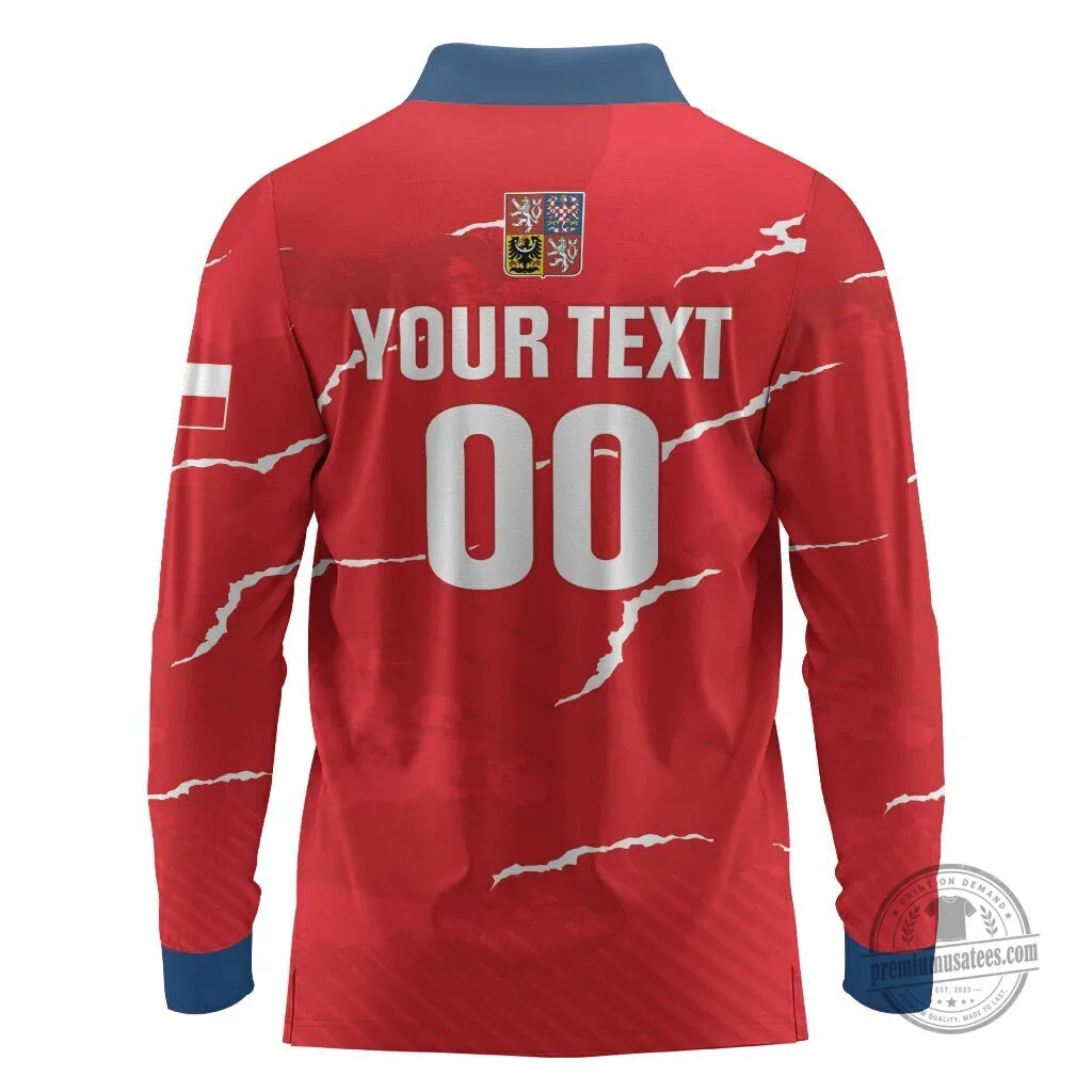 Czech Republic National Team Handball Long Sleeve Polo Shirt 5 Czech Republic National Team Handball Long Sleeve Polo Shirt