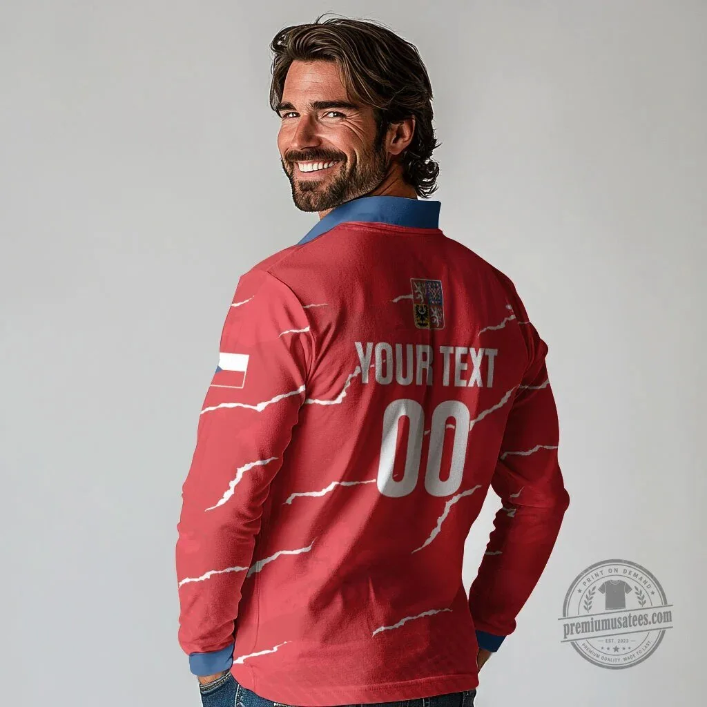 Czech Republic National Team Handball Long Sleeve Polo Shirt 7 Czech Republic National Team Handball Long Sleeve Polo Shirt