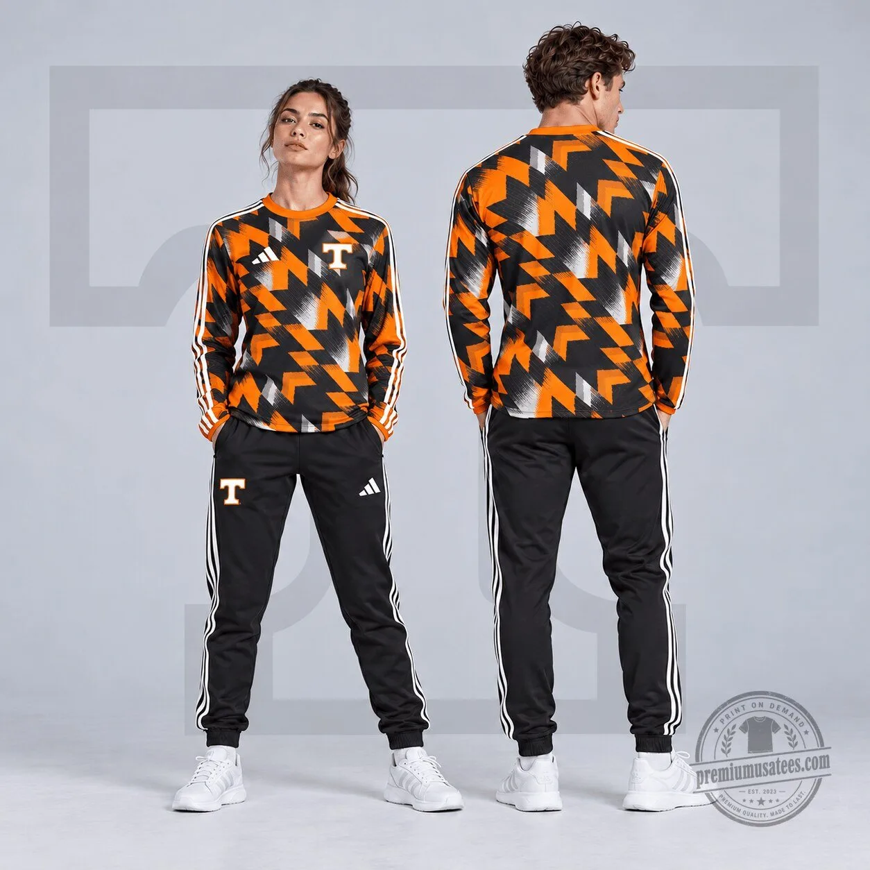 Tennessee Volunteers Dynamic Geometric Pattern Long Sleeve Shirt and Jogger Set