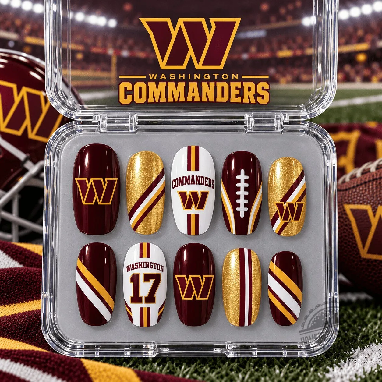 Washington Commanders NFL Football Team Fan Press On Nails Set