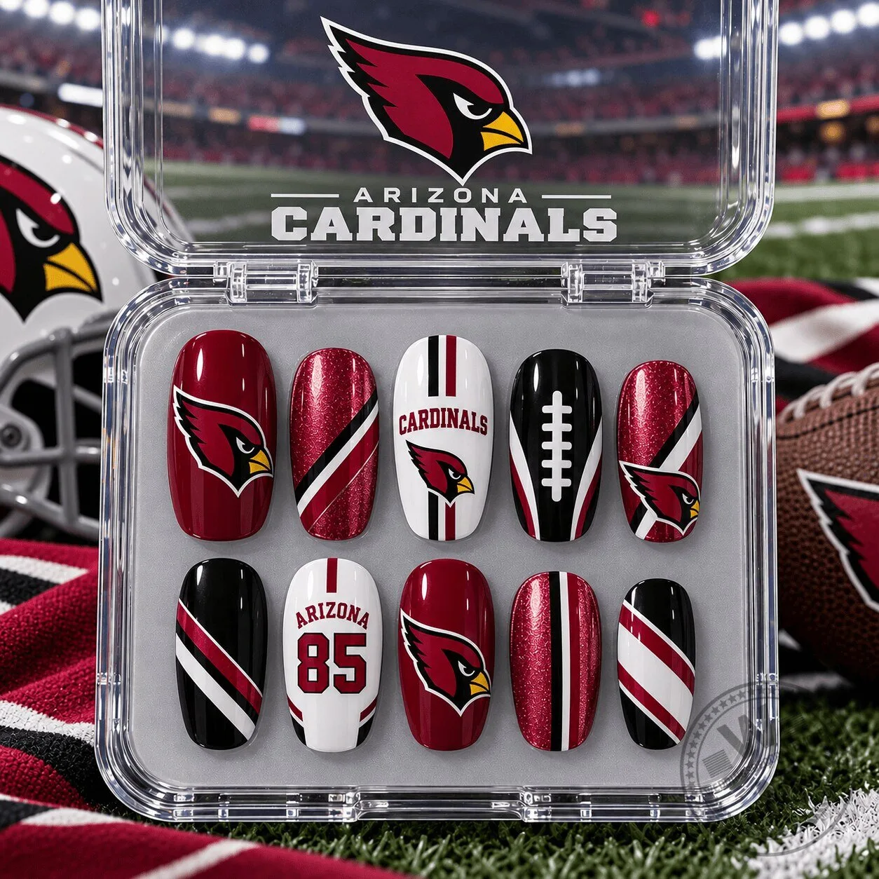 Arizona Cardinals Football Team NFL Game Day Press On Nails Set
