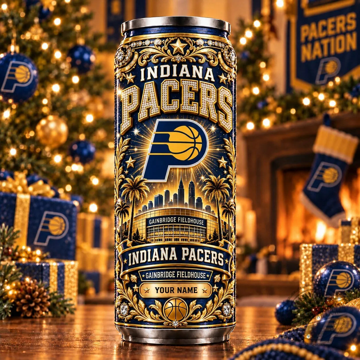 Indiana Pacers NBA Basketball Team Gainbridge Fieldhouse Custom Name Tumbler