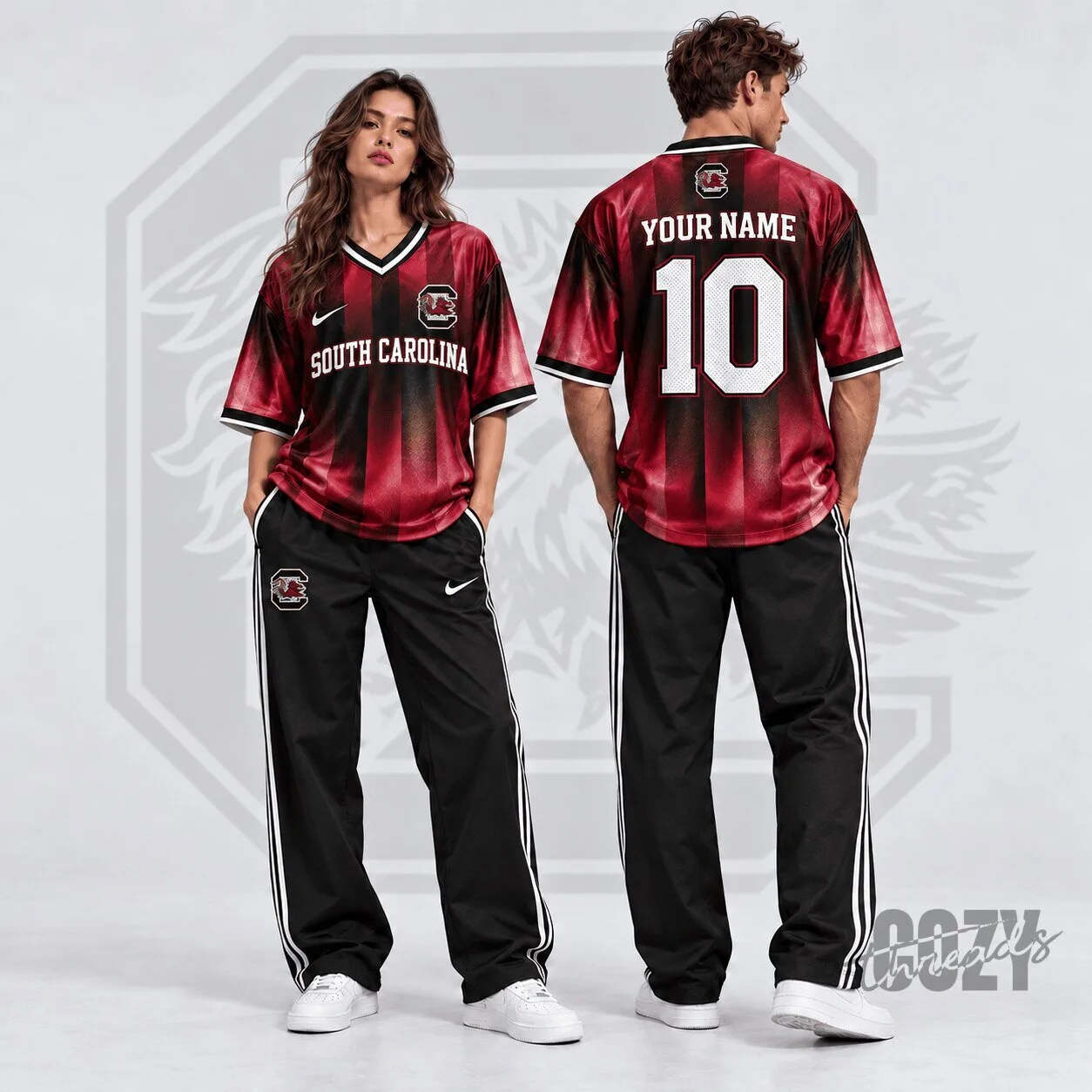 South Carolina Gamecocks Personalized Gradient V-Neck Football Jersey