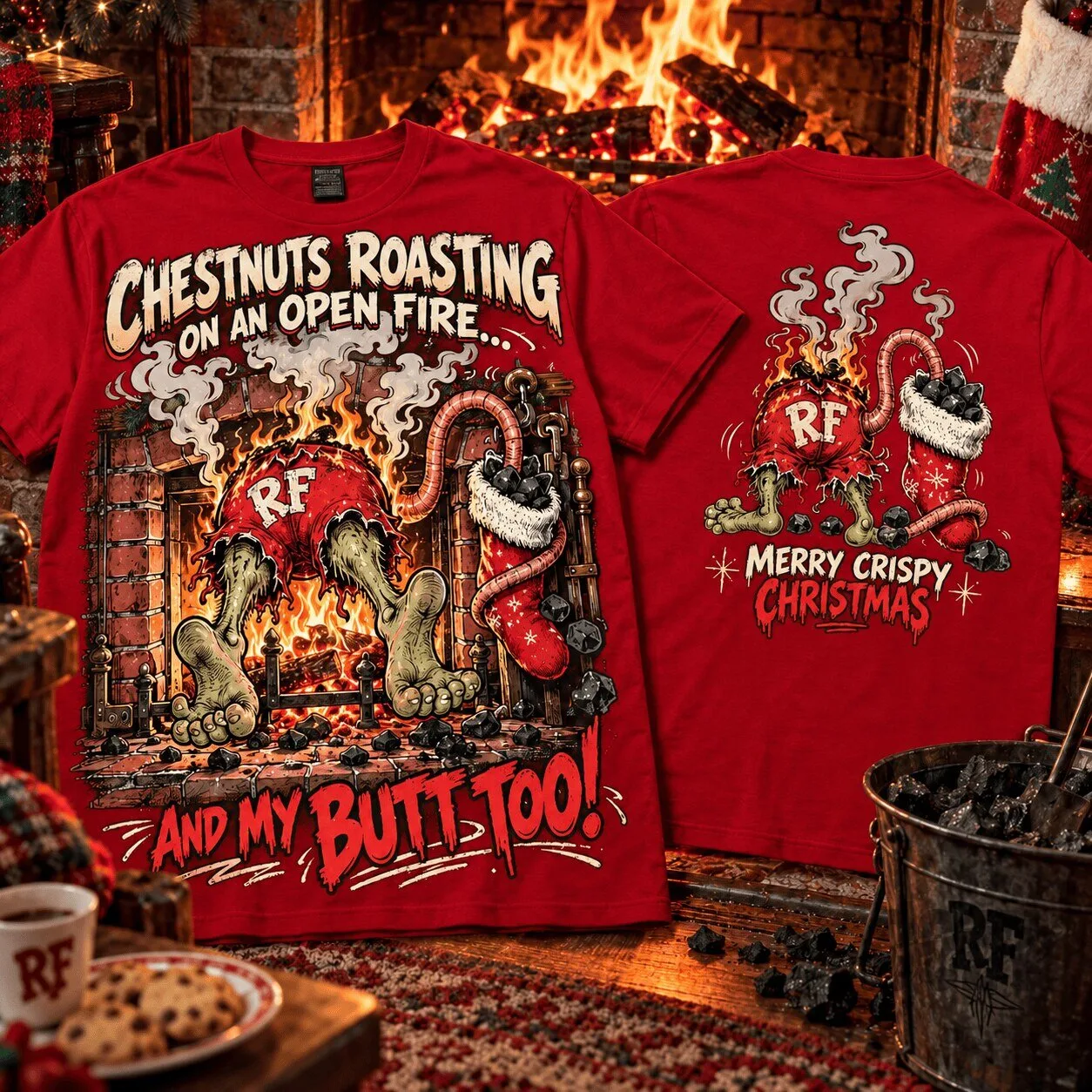 Rat Fink Chestnuts Roasting On An Open Fire Funny Christmas T-Shirt