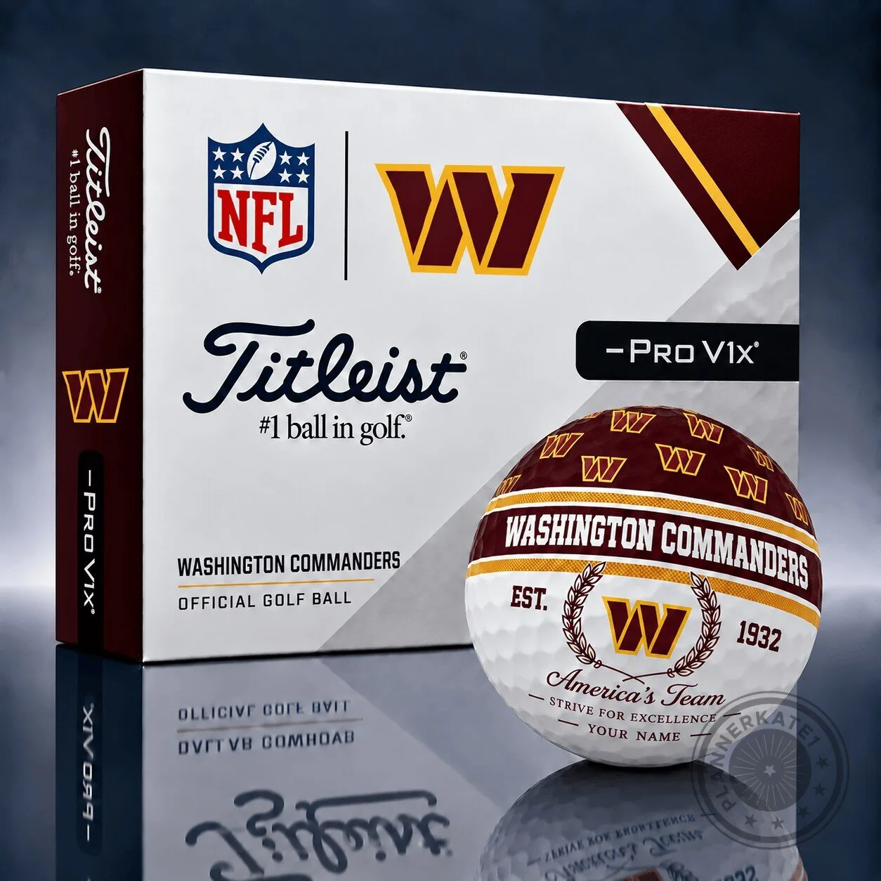 Washington Commanders Official Golf Ball Set - Titleist Pro V1x Golf Balls