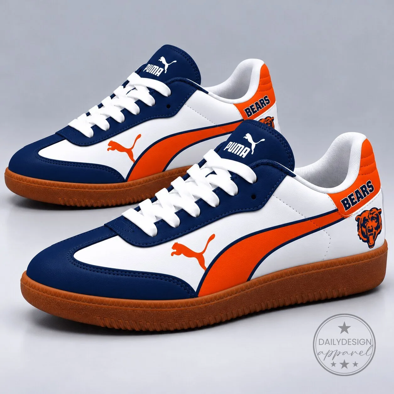 Chicago Bears NFL Team Logo Orange and Navy Blue Fan Shoes