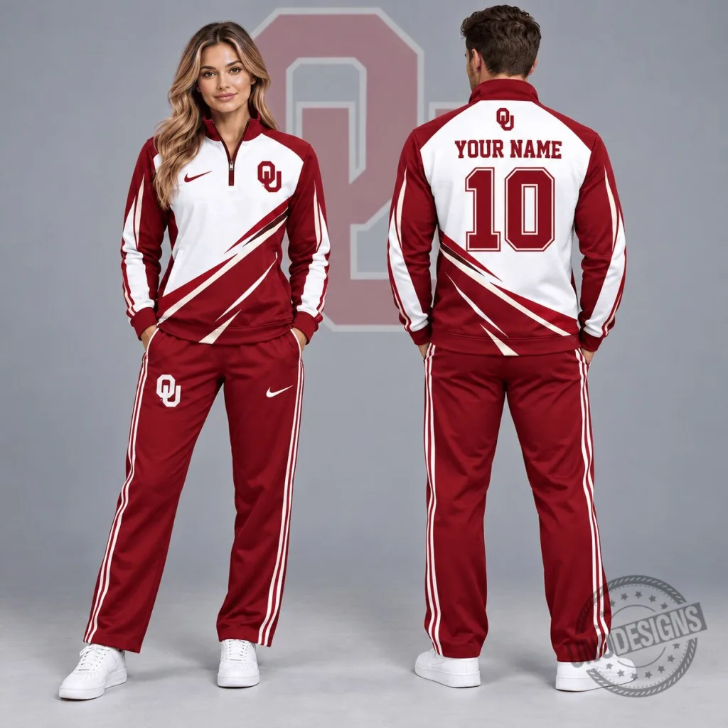 Oklahoma Sooners Personalized Lightning Quarter-Zip Track Jacket and Pants Set 47 Oklahoma Sooners Personalized Lightning Quarter-Zip Track Jacket and Pants Set