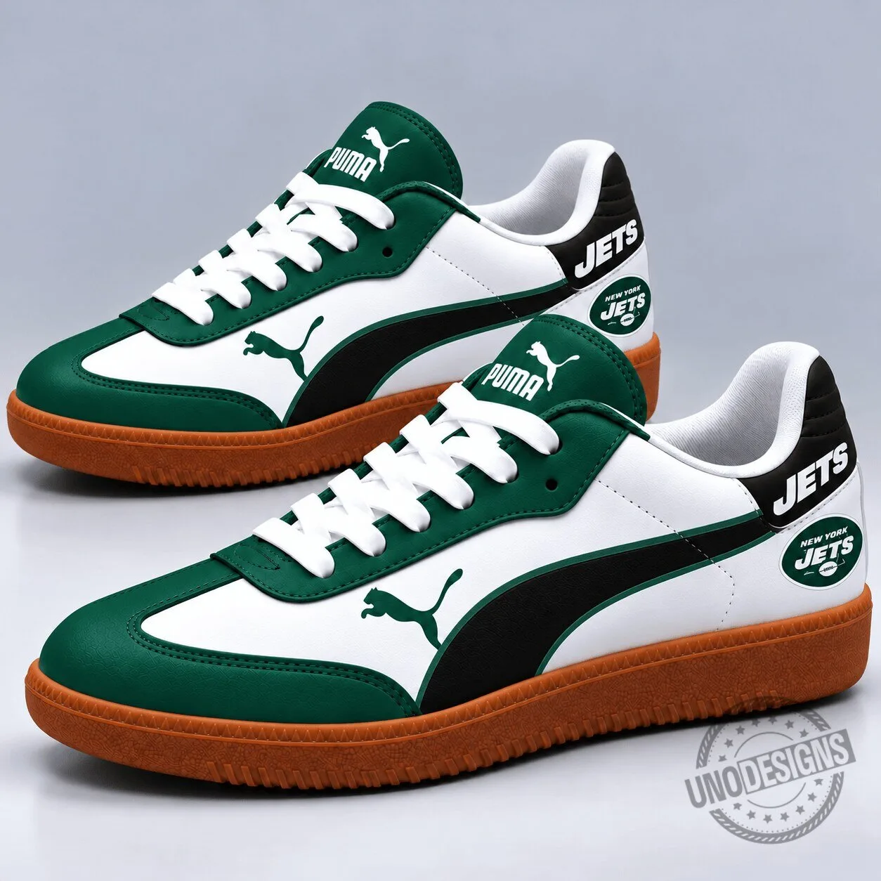 New York Jets NFL Football Team Logo White and Green Sneakers Shoes