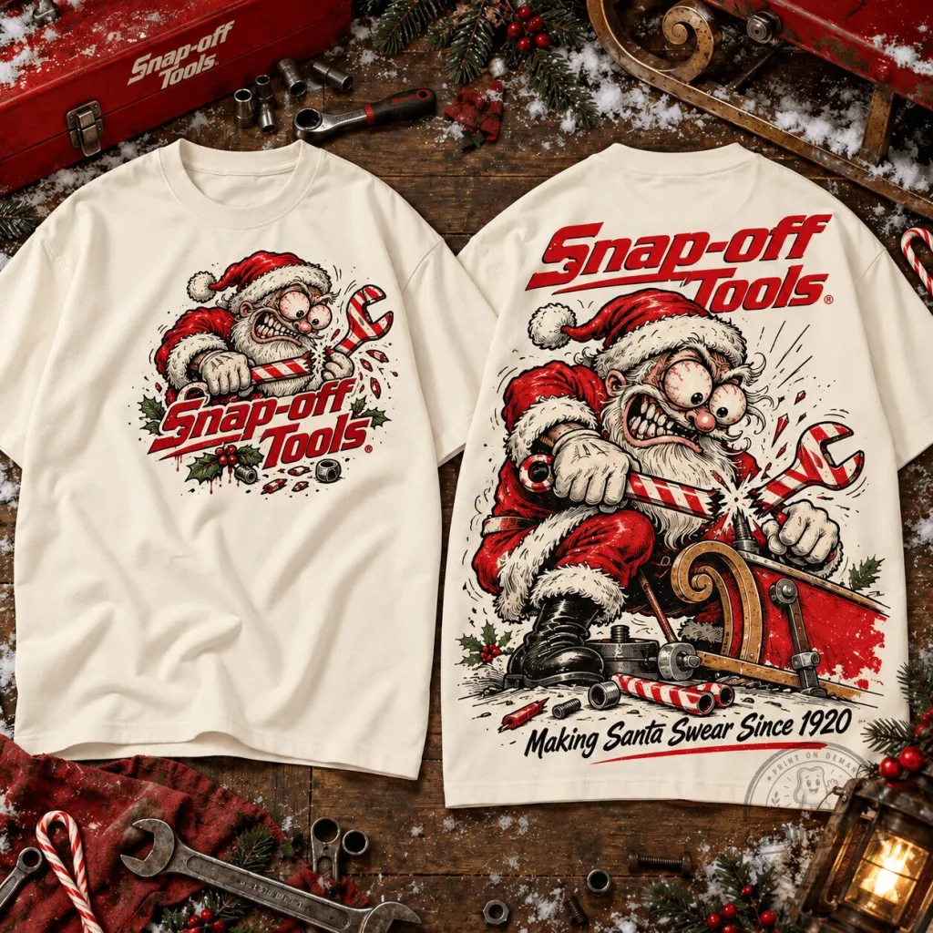 Snap-off Tools Christmas Crazy Santa Wrench Holiday T-Shirt Snap-off Tools Christmas Crazy Santa Wrench Holiday T-Shirt