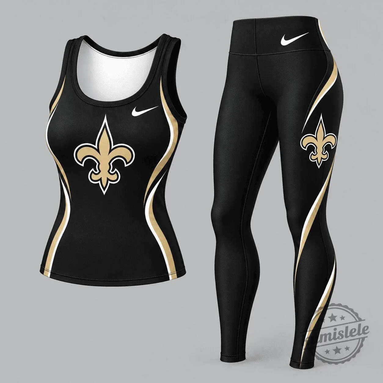 New Orleans Saints Women's Black and Gold Fleur-de-Lis Tank Top