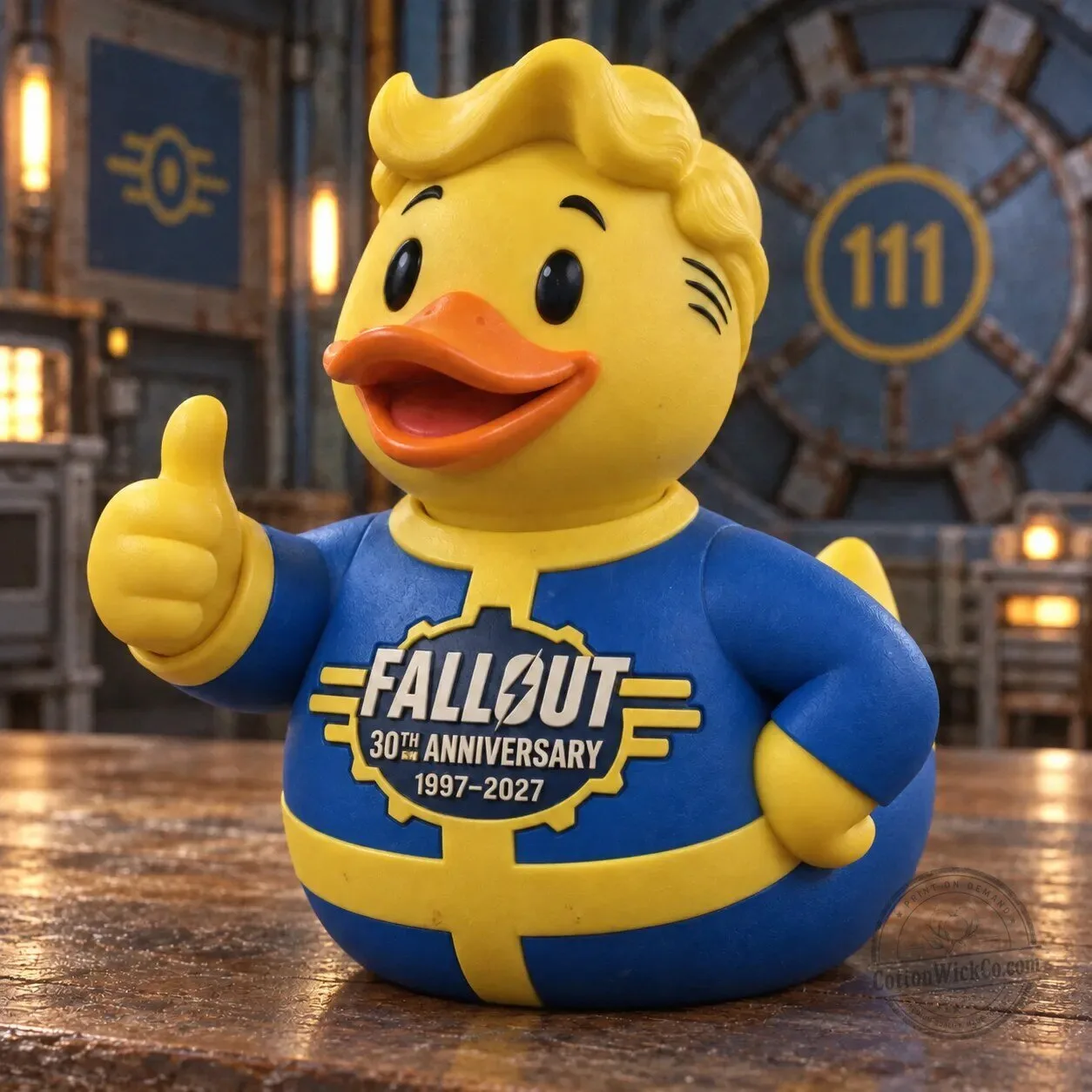 Fallout 30th Anniversary Vault Boy Thumbs Up Collectible Rubber Duck Figurine