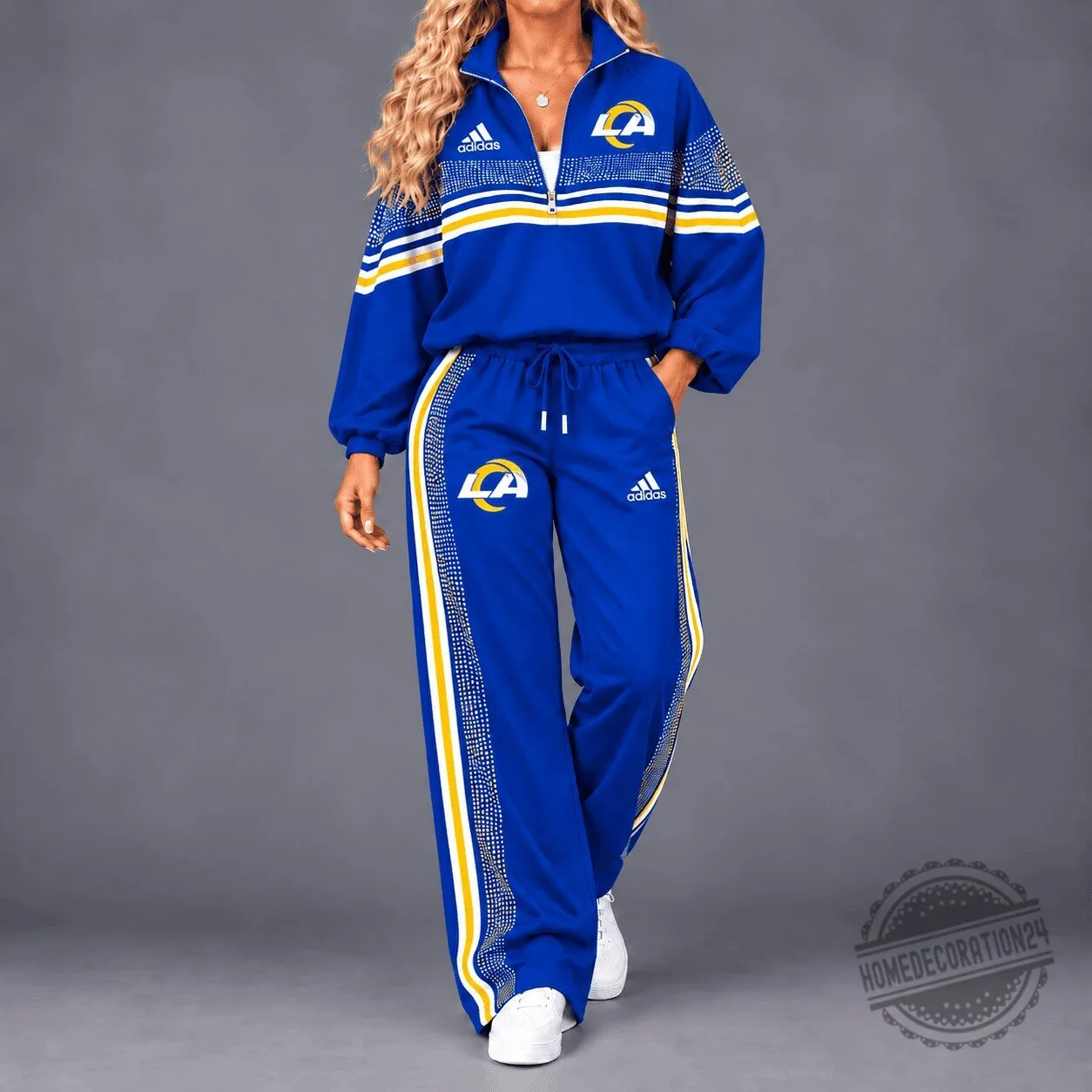 Los Angeles Rams Royal Blue Tracksuit Quarter Zip Jacket and Pants Set