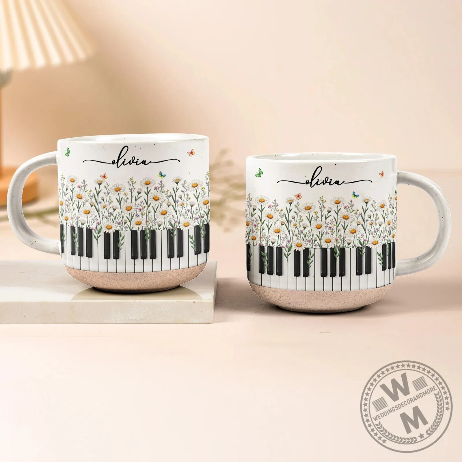 Personalized Birth Flower Piano Keyboard Musical Instrument Coffee Mug 7 Personalized Birth Flower Piano Keyboard Musical Instrument Coffee Mug