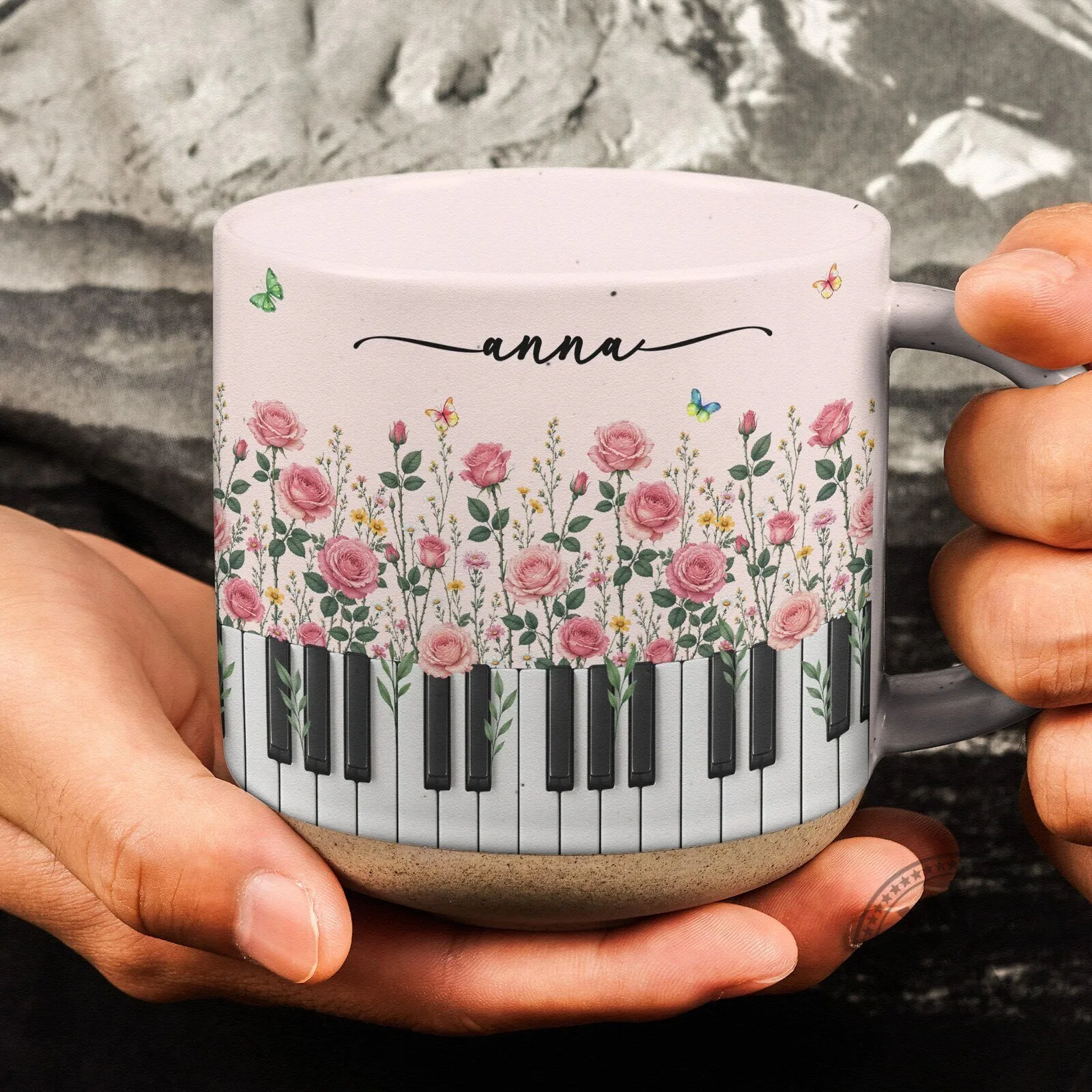 Personalized Birth Flower Piano Keyboard Musical Instrument Coffee Mug 8 Personalized Birth Flower Piano Keyboard Musical Instrument Coffee Mug