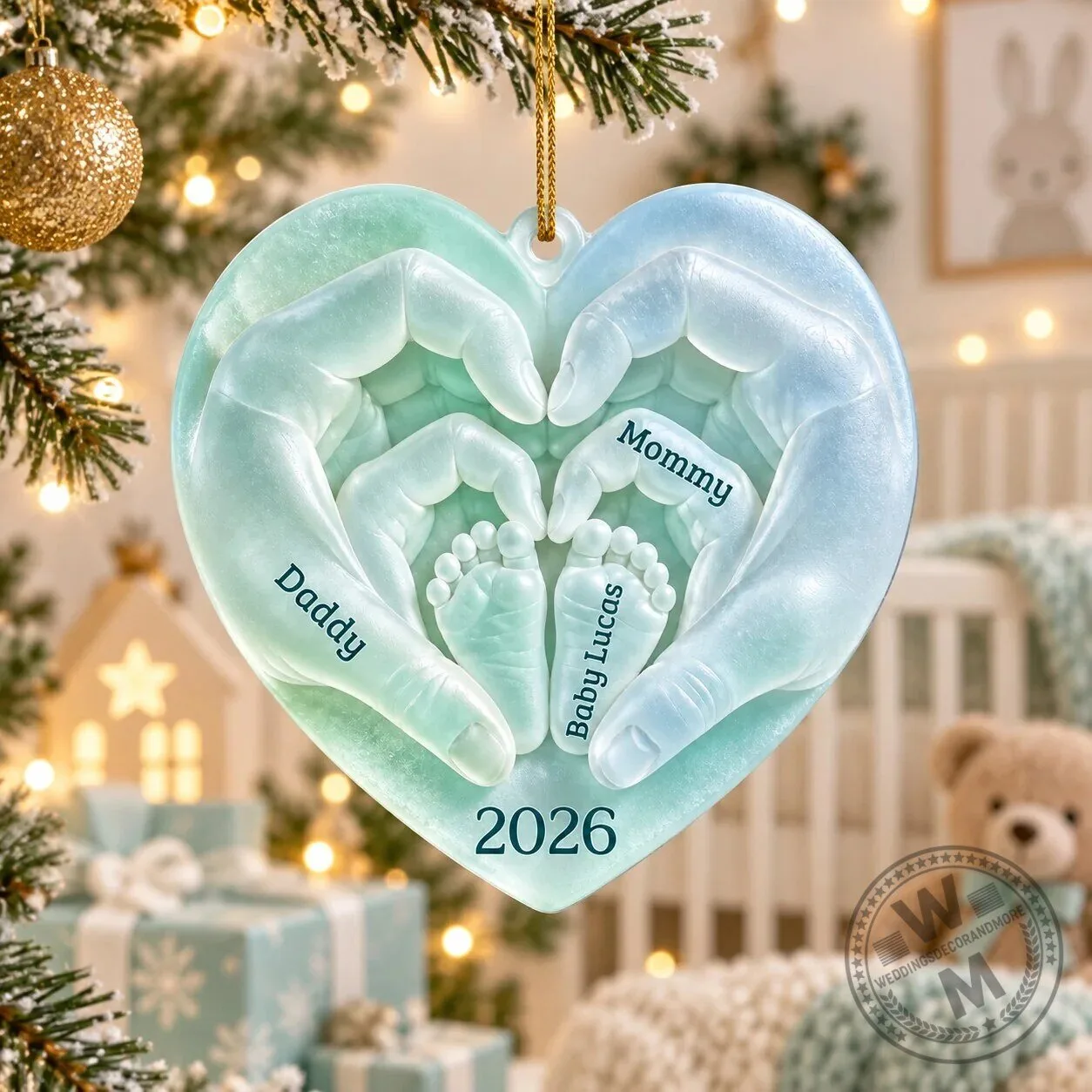 Personalized New Baby First Christmas Heart Ornament 7 Personalized New Baby First Christmas Heart Ornament