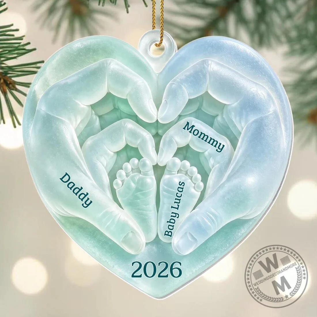 Personalized New Baby First Christmas Heart Ornament 8 Personalized New Baby First Christmas Heart Ornament
