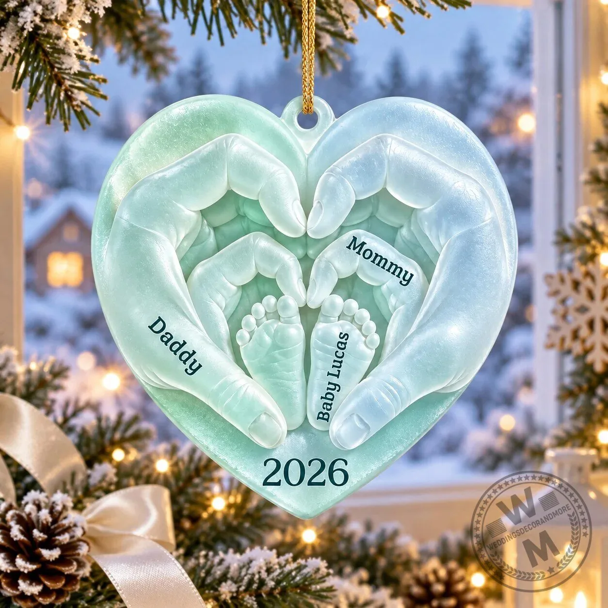 Personalized New Baby First Christmas Heart Ornament 9 Personalized New Baby First Christmas Heart Ornament