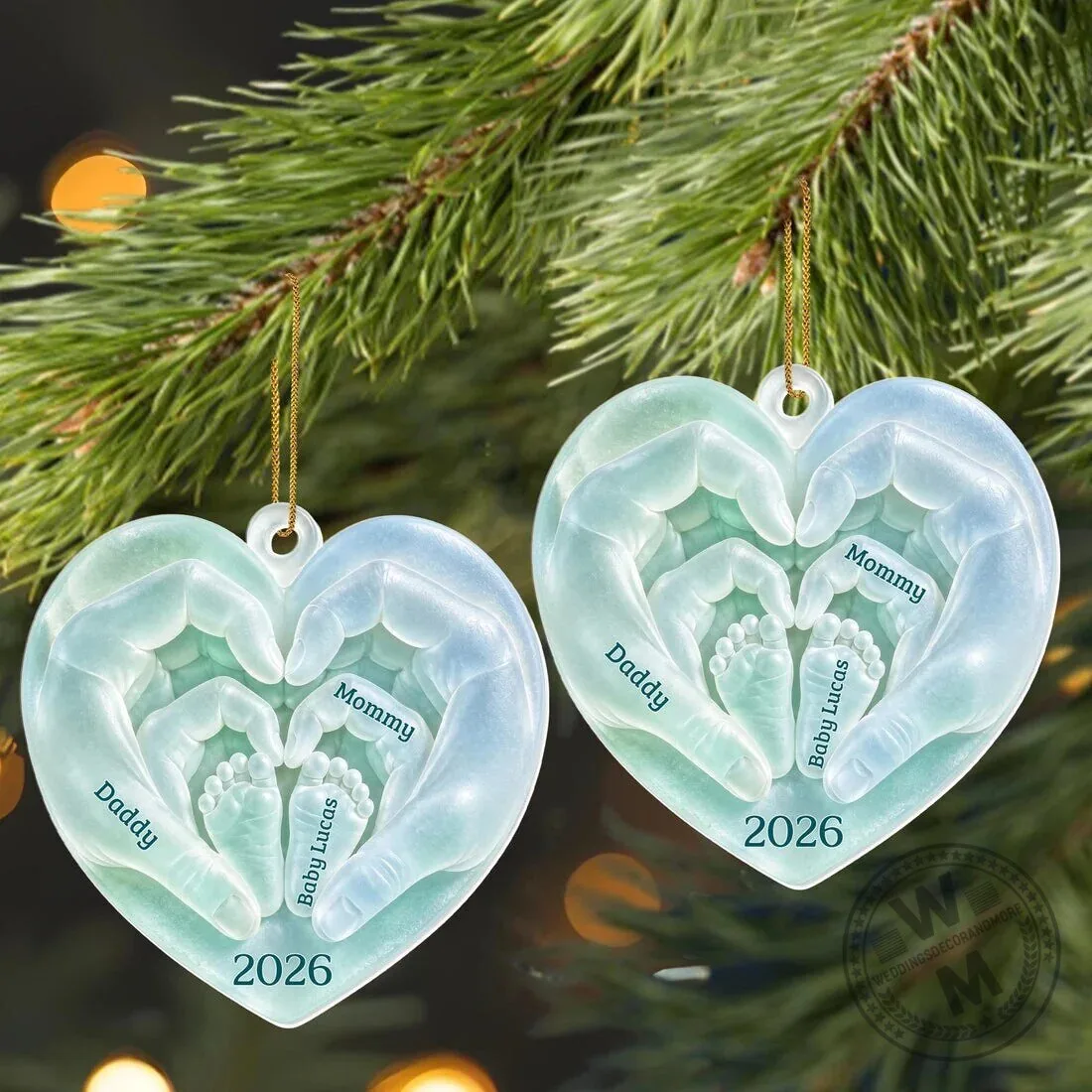 Personalized New Baby First Christmas Heart Ornament 10 Personalized New Baby First Christmas Heart Ornament