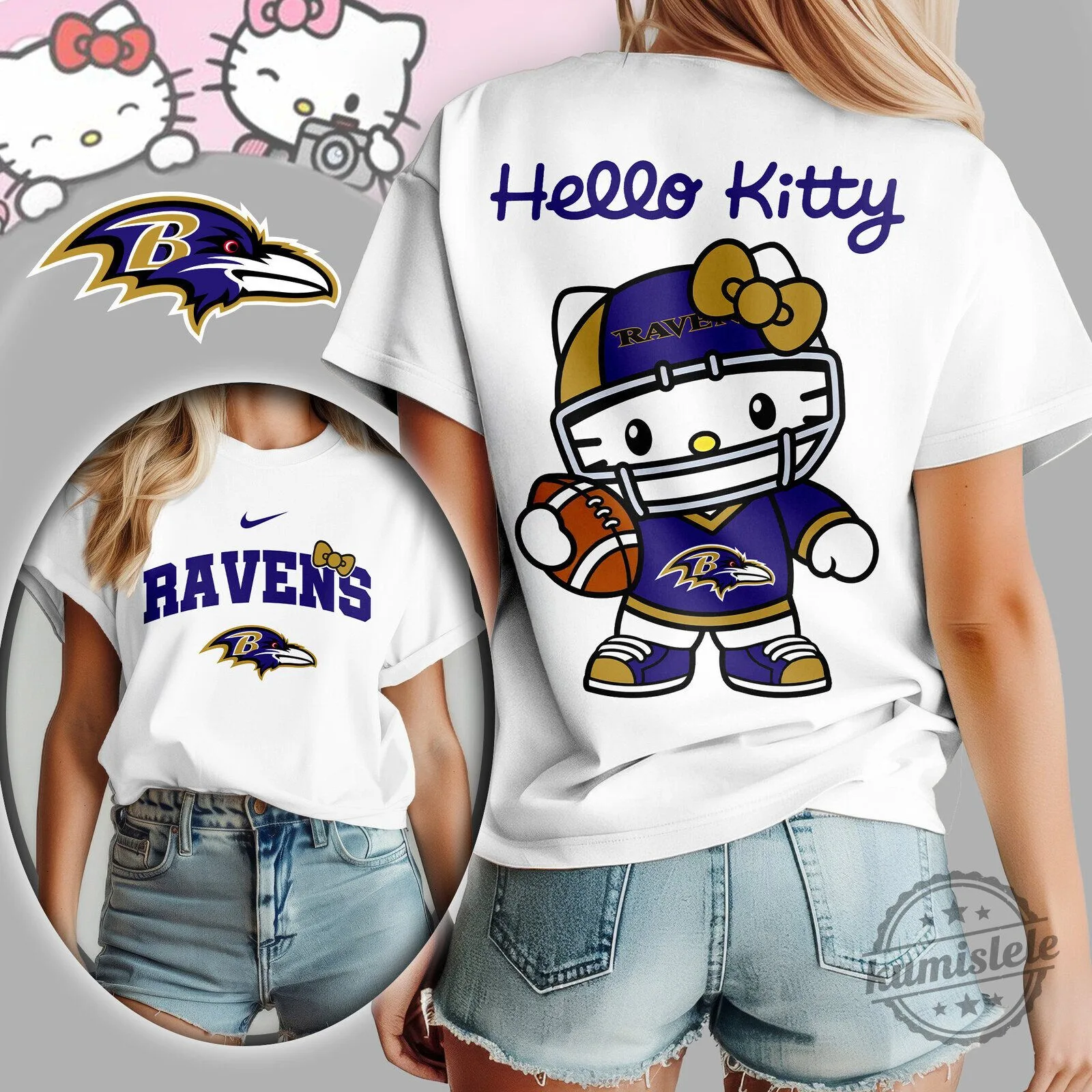Baltimore Ravens Hello Kitty Football Team T-Shirt