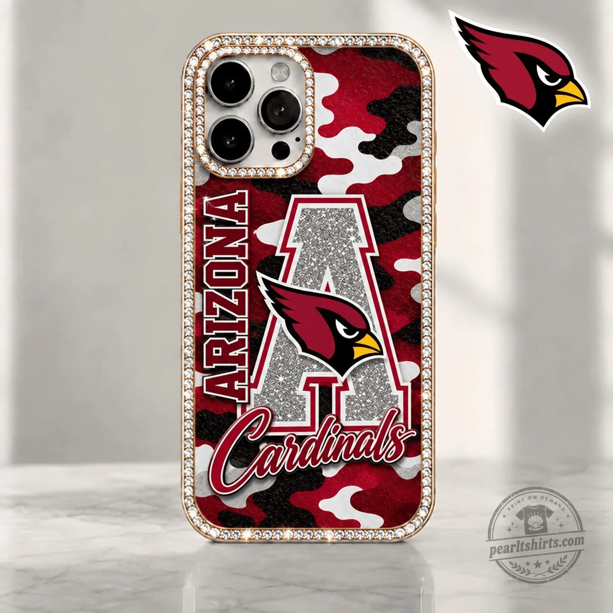 Arizona Cardinals Football Team Camouflage Bling Phone Case